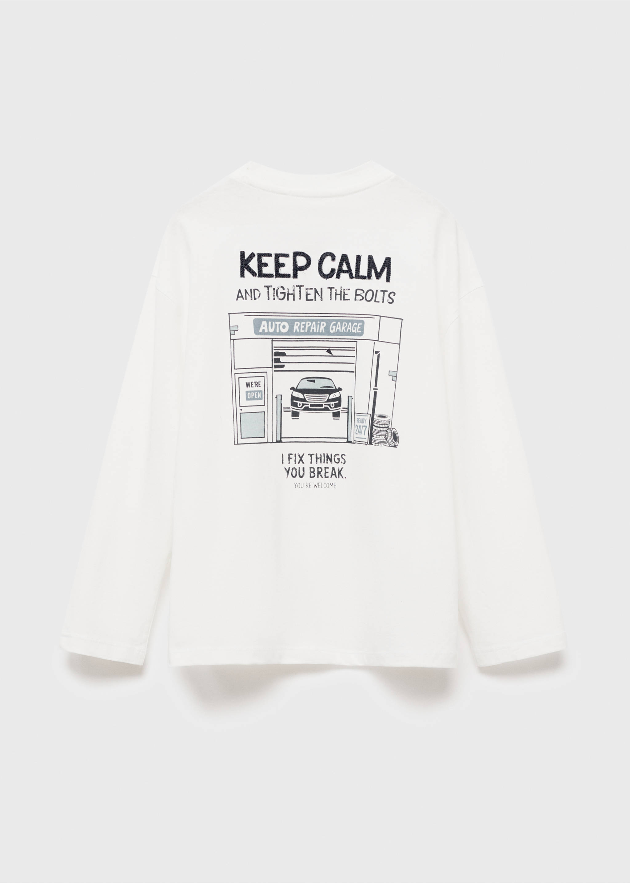 Camiseta manga larga estampada - Reverso del artículo, Blanco roto. Ref: 17024429-00.