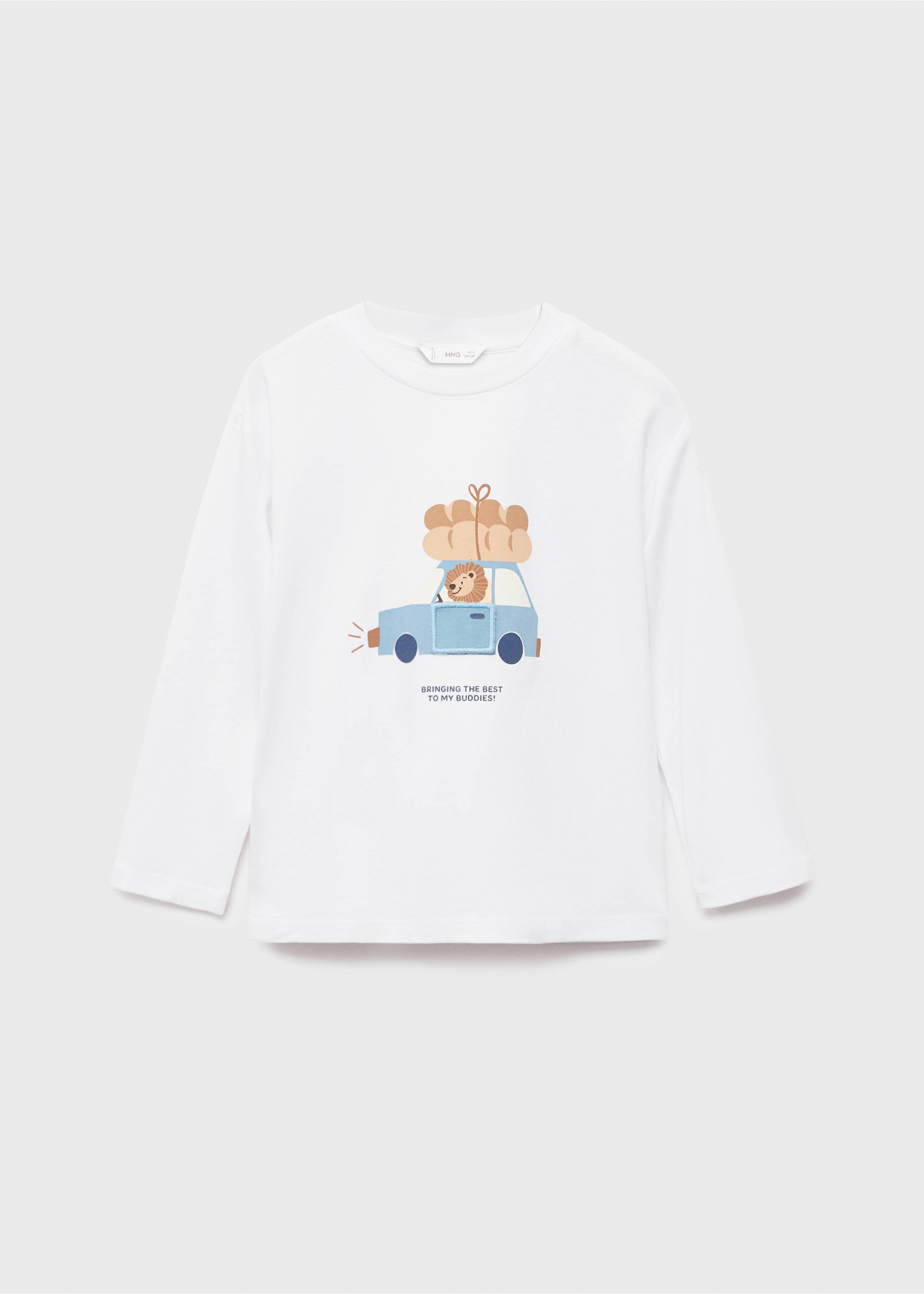 T-shirt brodé imprimé - Article sans modèle, Blanc cassé. Ref: 17024430-00.