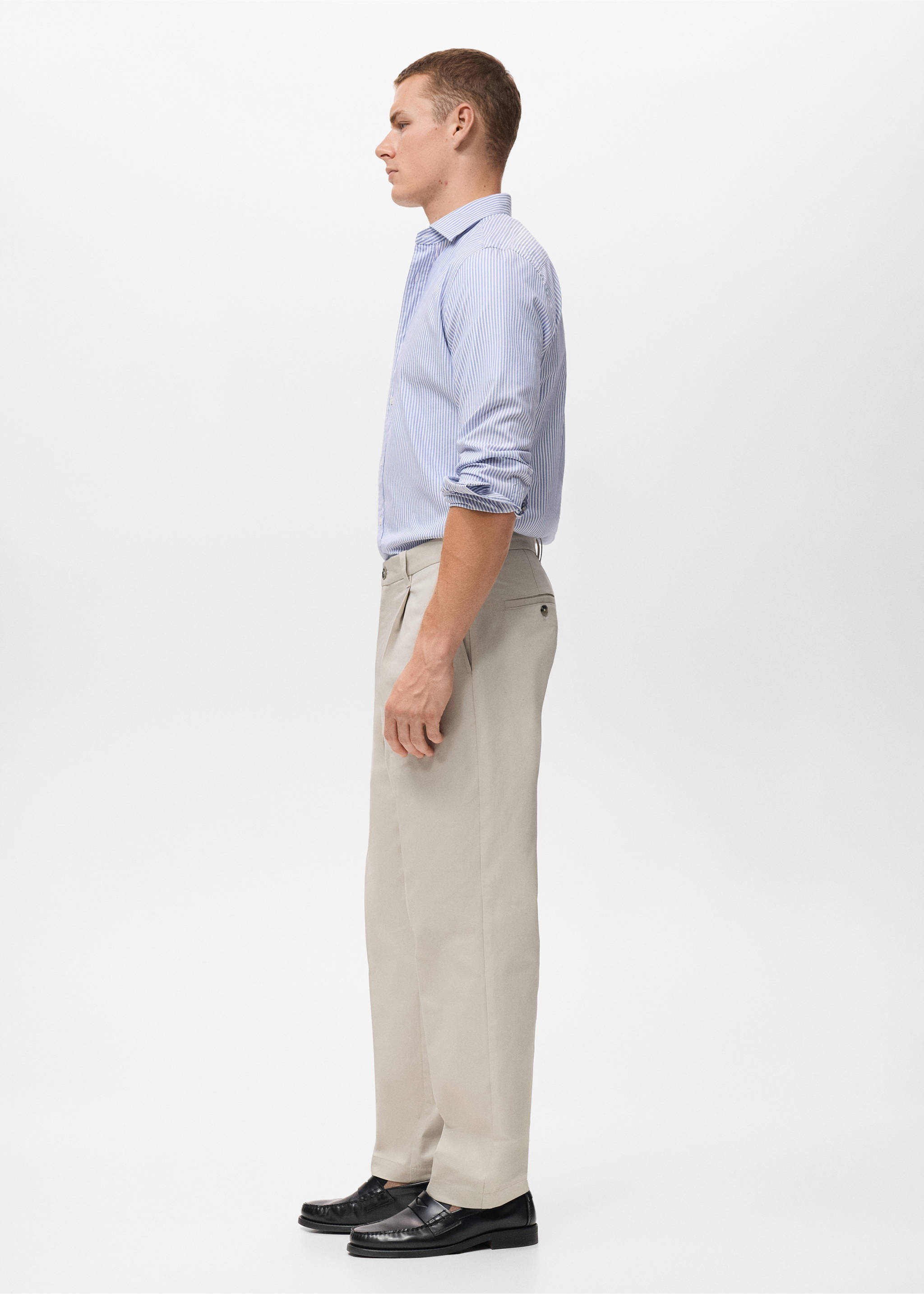 Skjorte i 100% bomull stripete - Artikkeldetalj 2, Marinblå. Ref: 17024434-00.