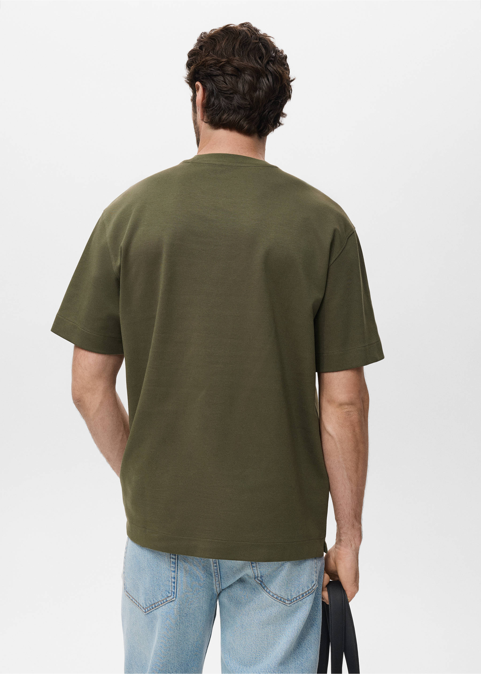 Relaxed-fit sweatshirt fabric t-shirt - Reverse of the article, Khaki. Ref: 17024436-00.
