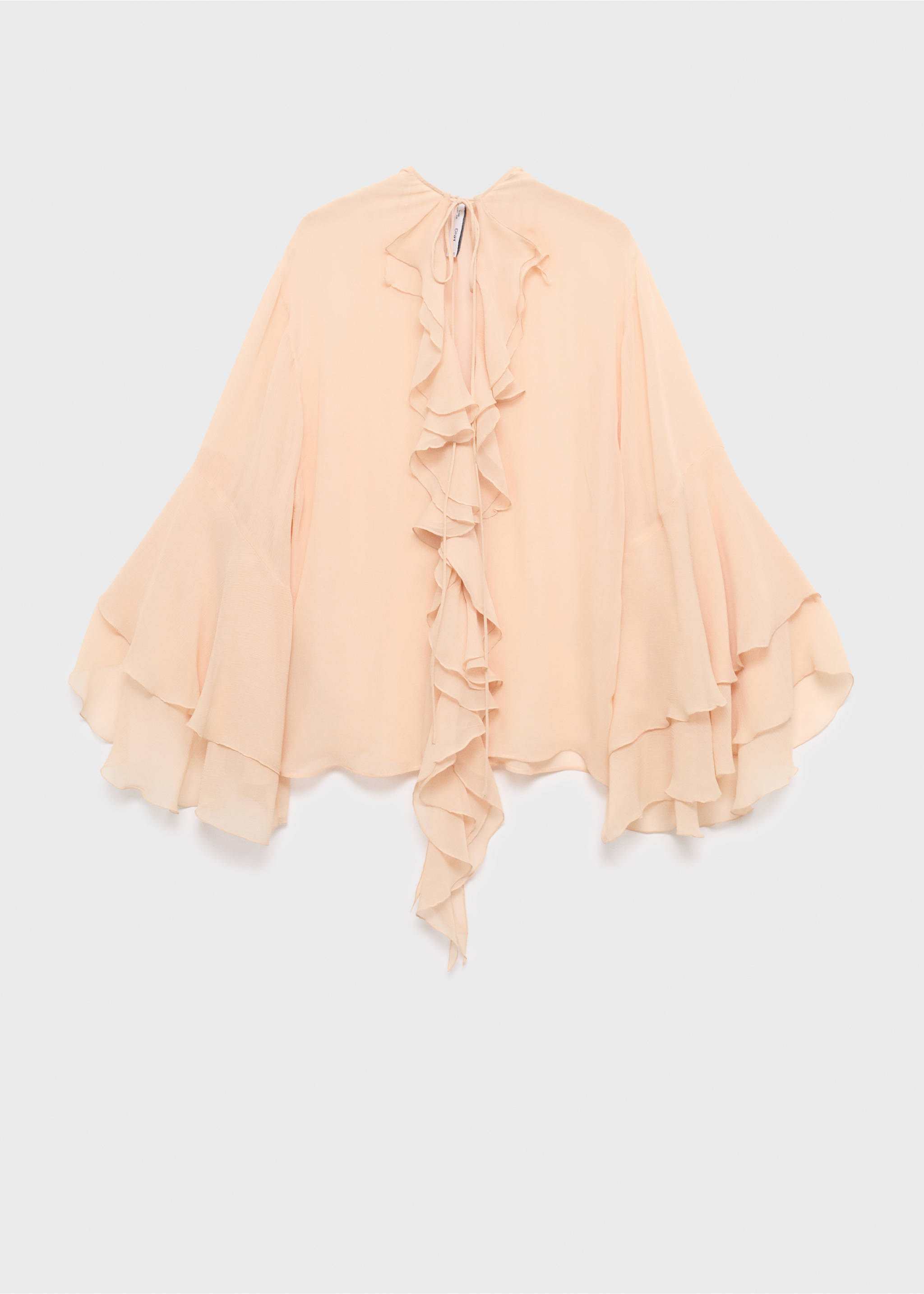 Blouse met ruches en pofmouwen - Artikel zonder model, Bleekroze. Ref: 17024447-00.