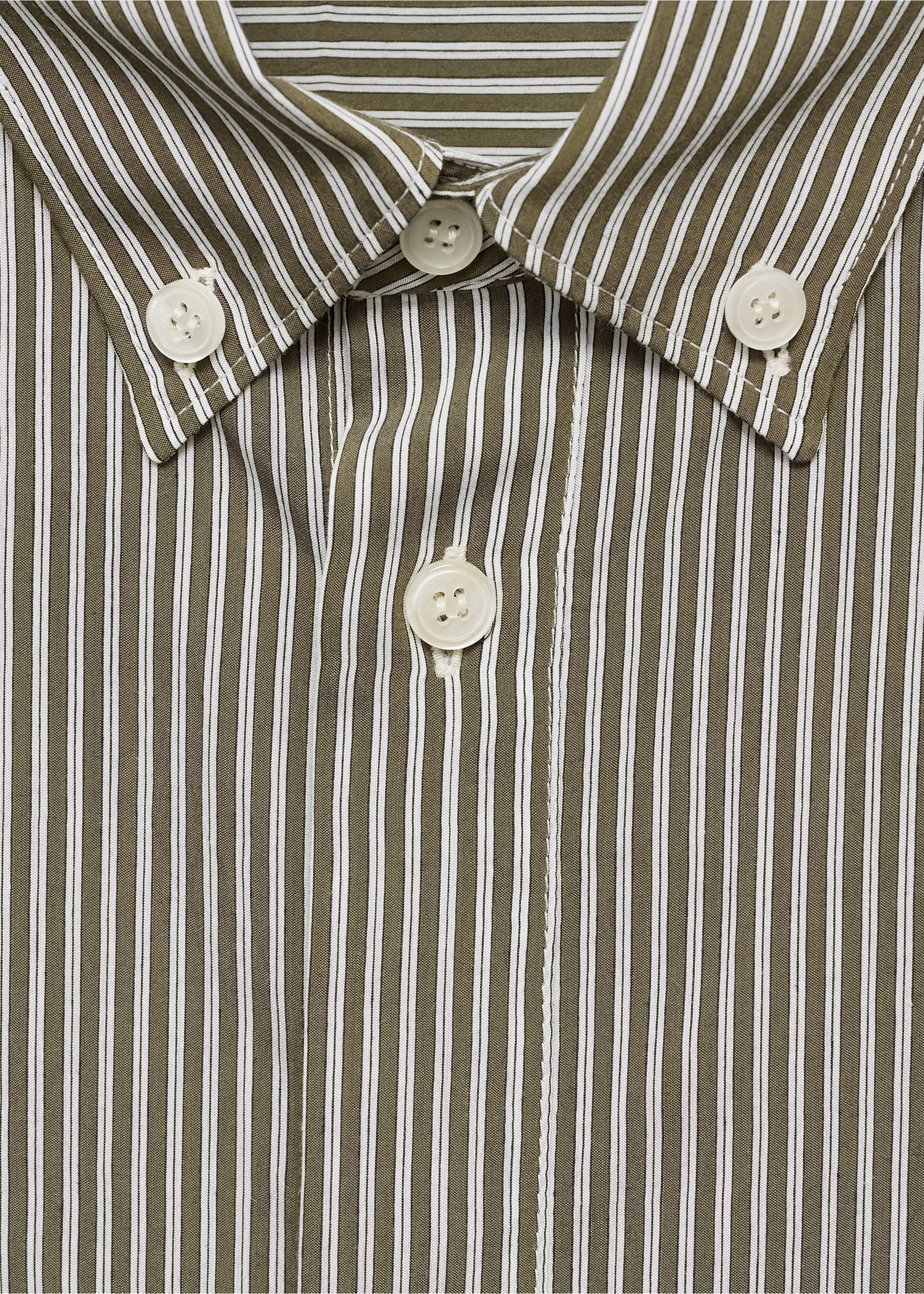 Regular fit striped print shirt - Details of the article 8, Olive Green. Ref: 17024449-00.