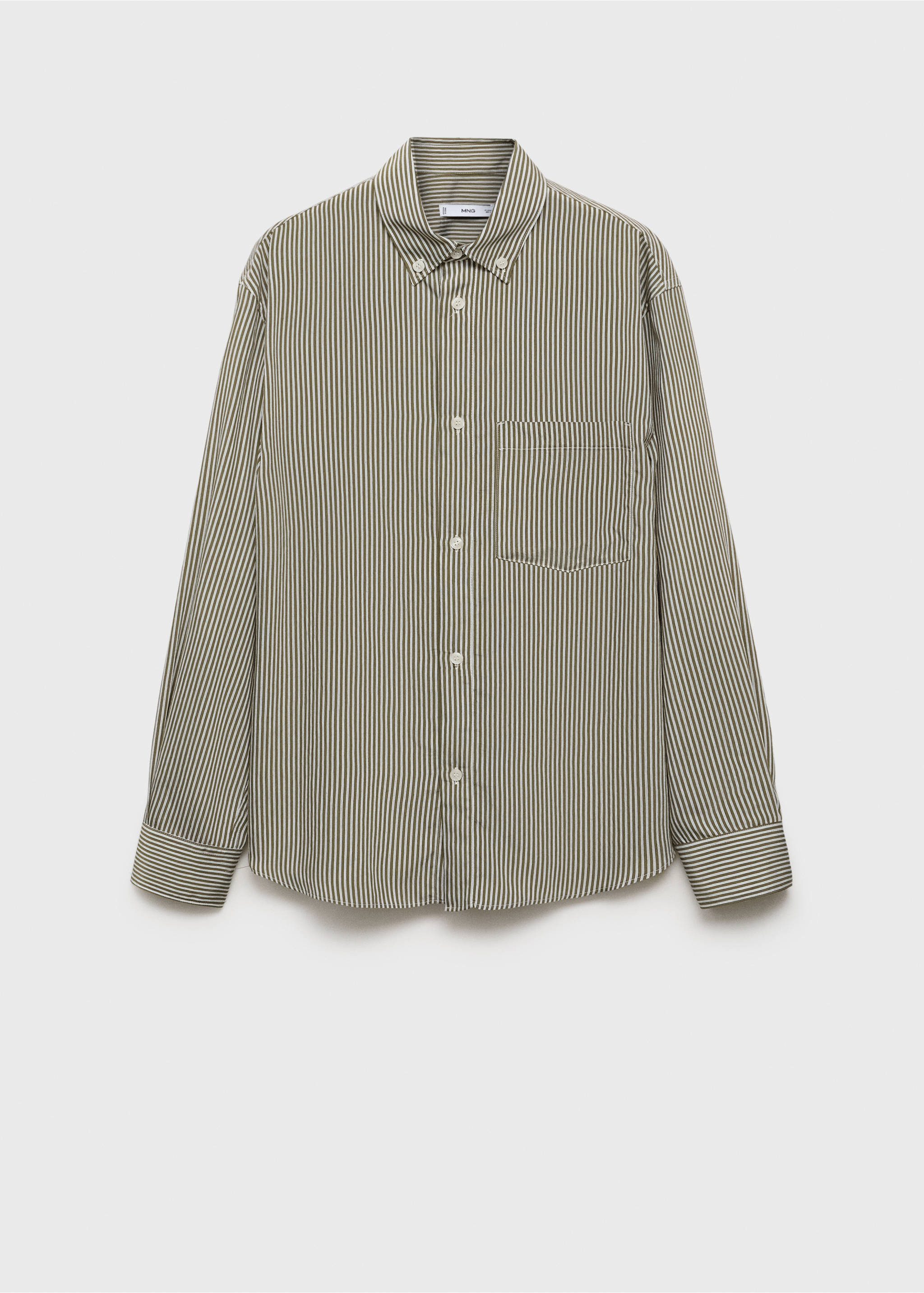 Regular fit striped print shirt - Article without model, Olive Green. Ref: 17024449-00.