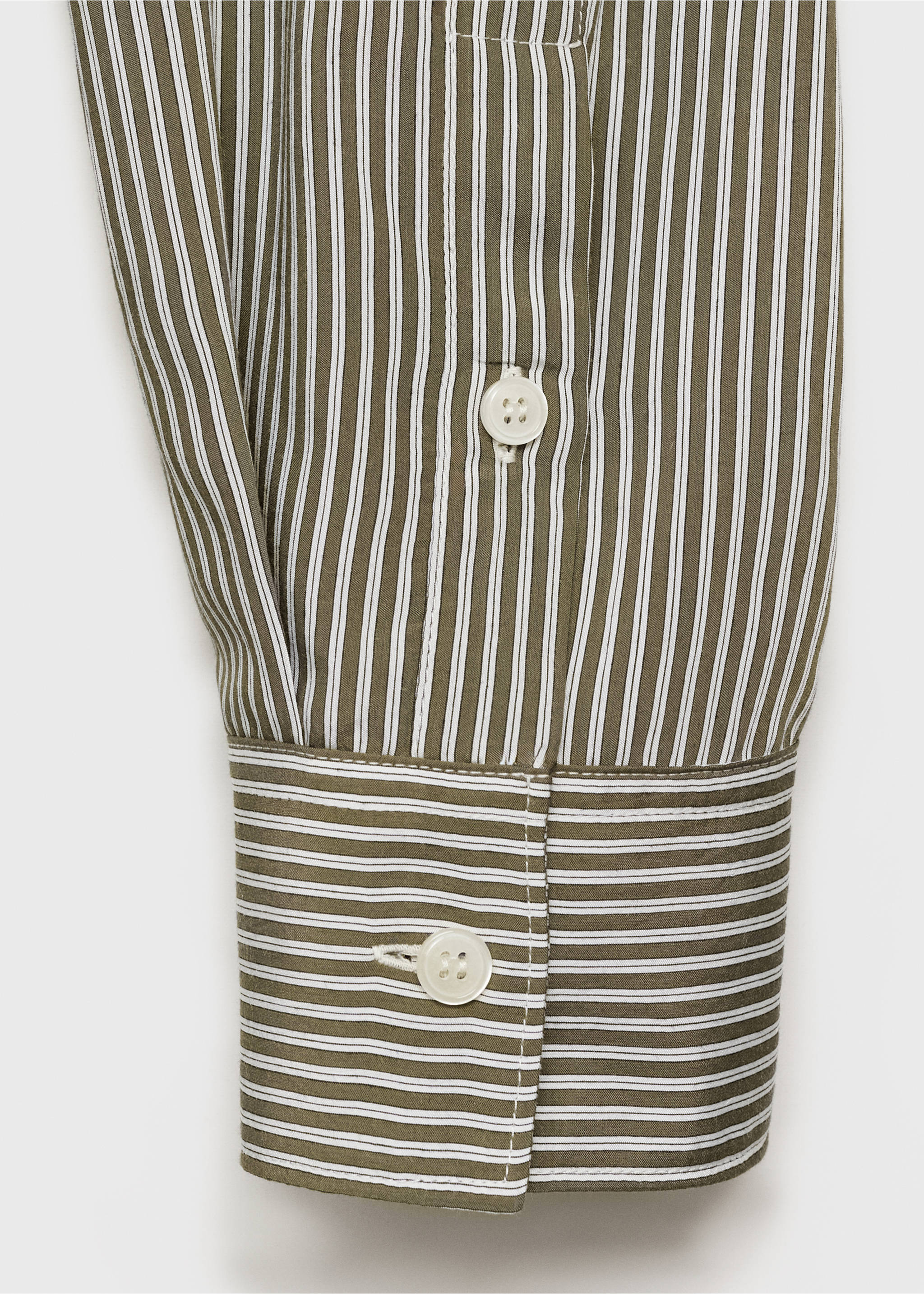 Regular fit striped print shirt - Details of the article 0, Olive Green. Ref: 17024449-00.