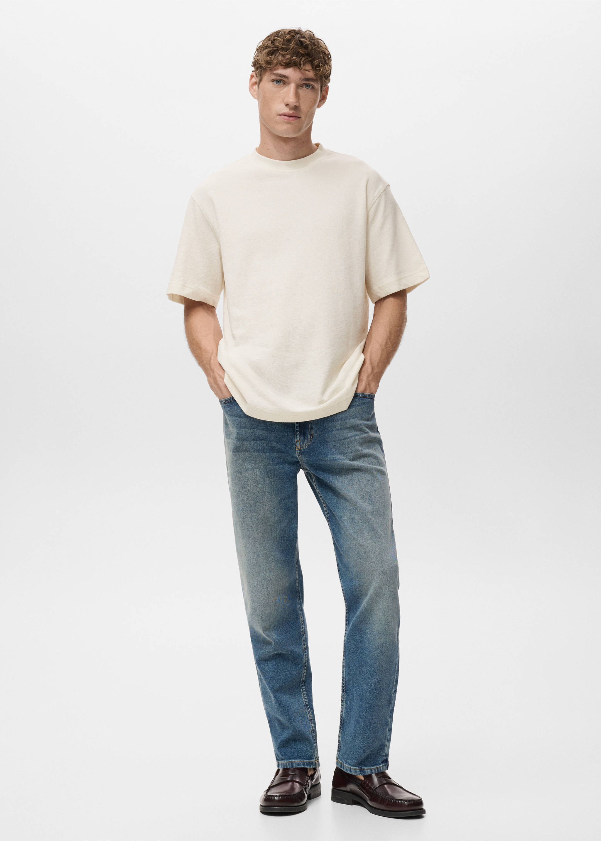 100% cotton relaxed-fit structured t-shirt - General plane, White. Ref: 17024450-00.