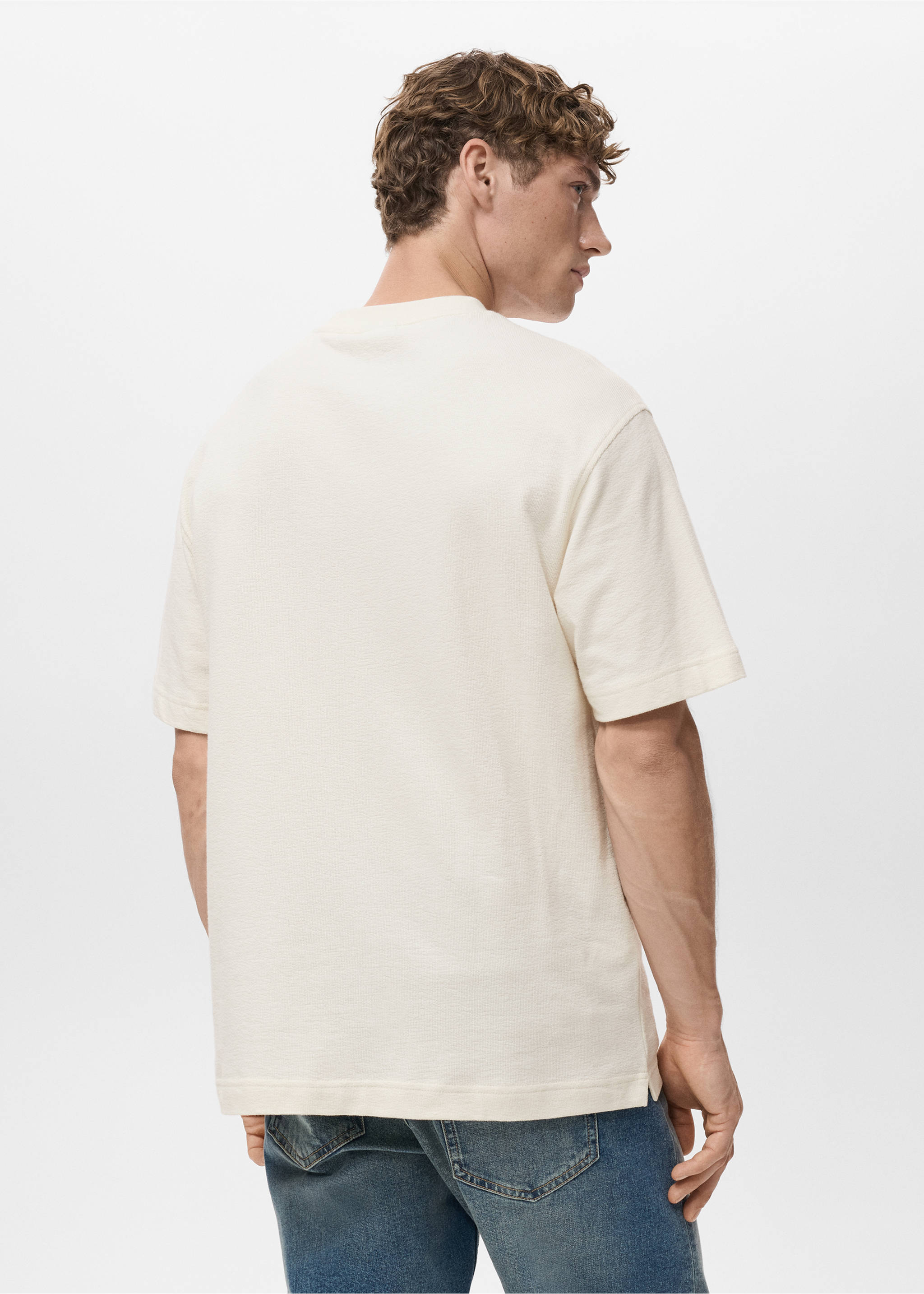 100% cotton relaxed-fit structured t-shirt - Reverse of the article, White. Ref: 17024450-00.