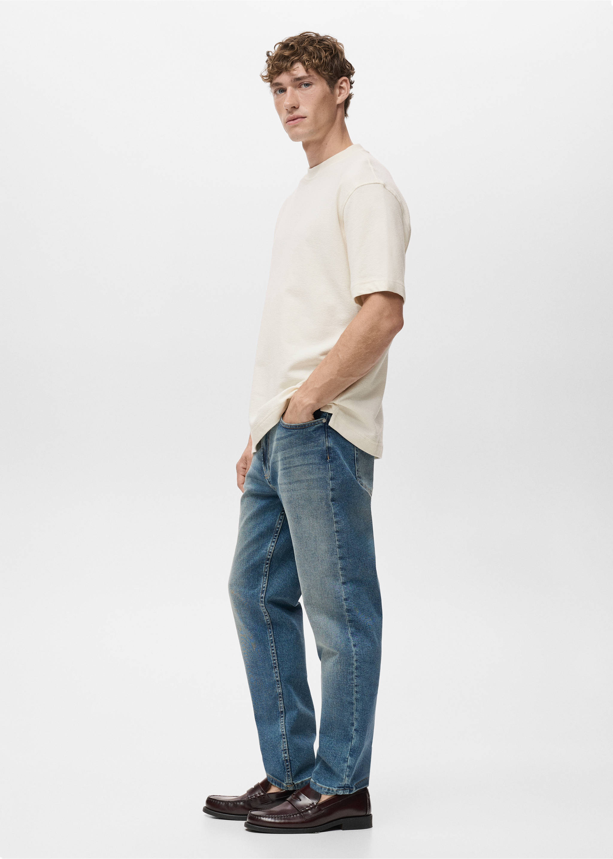 100% cotton relaxed-fit structured t-shirt - Details of the article 2, White. Ref: 17024450-00.