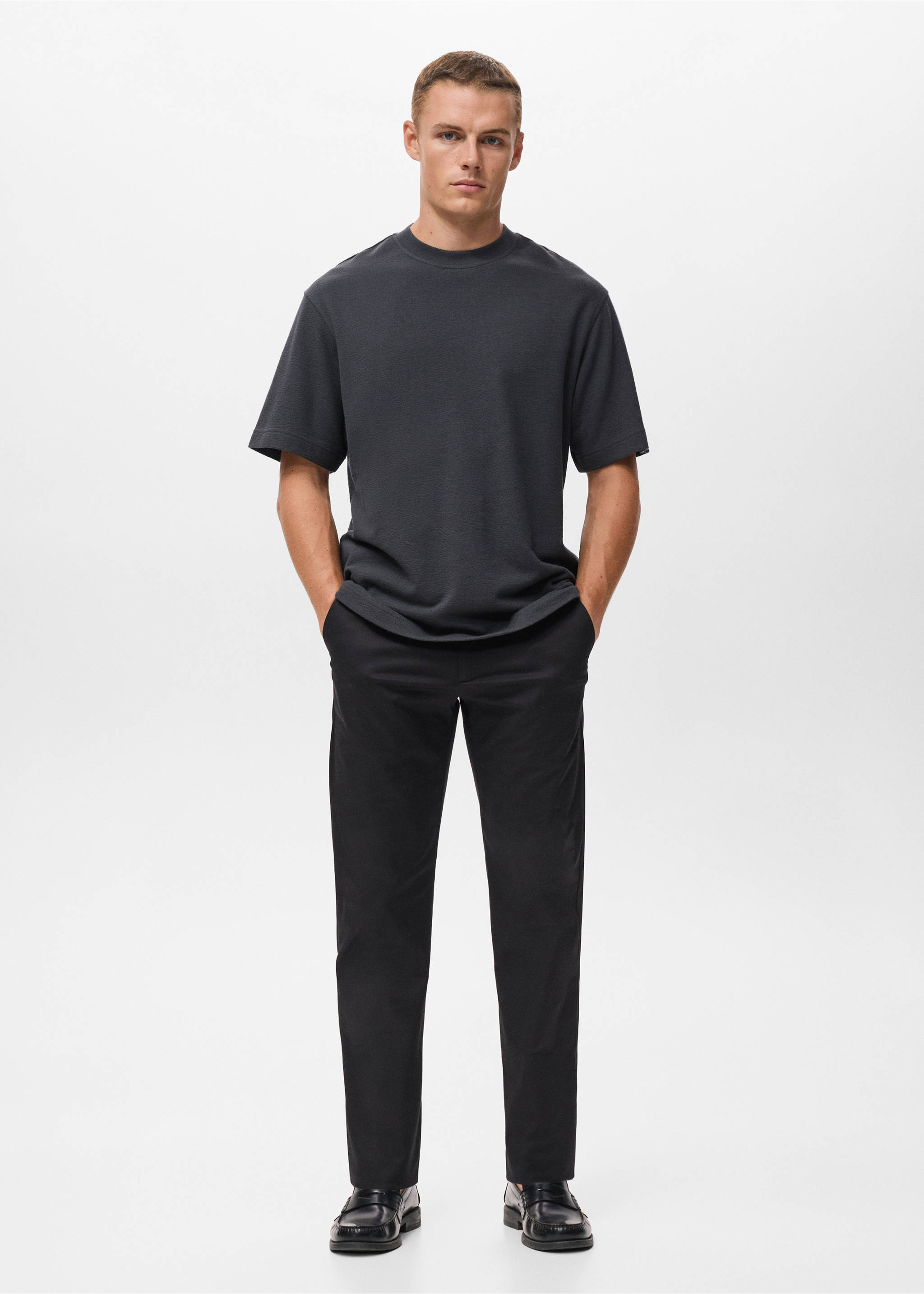 100% cotton relaxed-fit structured t-shirt - General plane, Indigo Blue. Ref: 17024450-00.