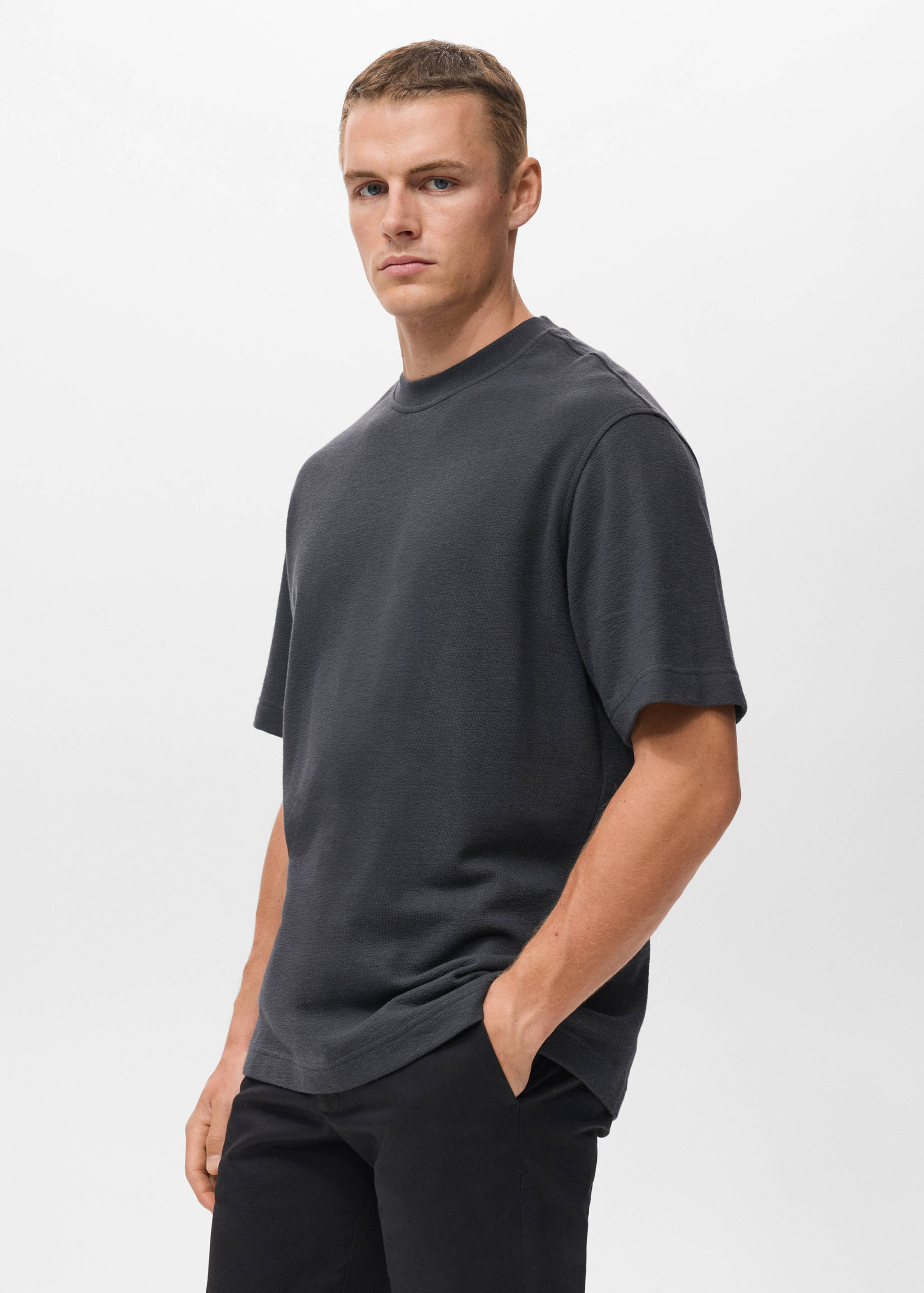 100% cotton relaxed-fit structured t-shirt - Details of the article 2