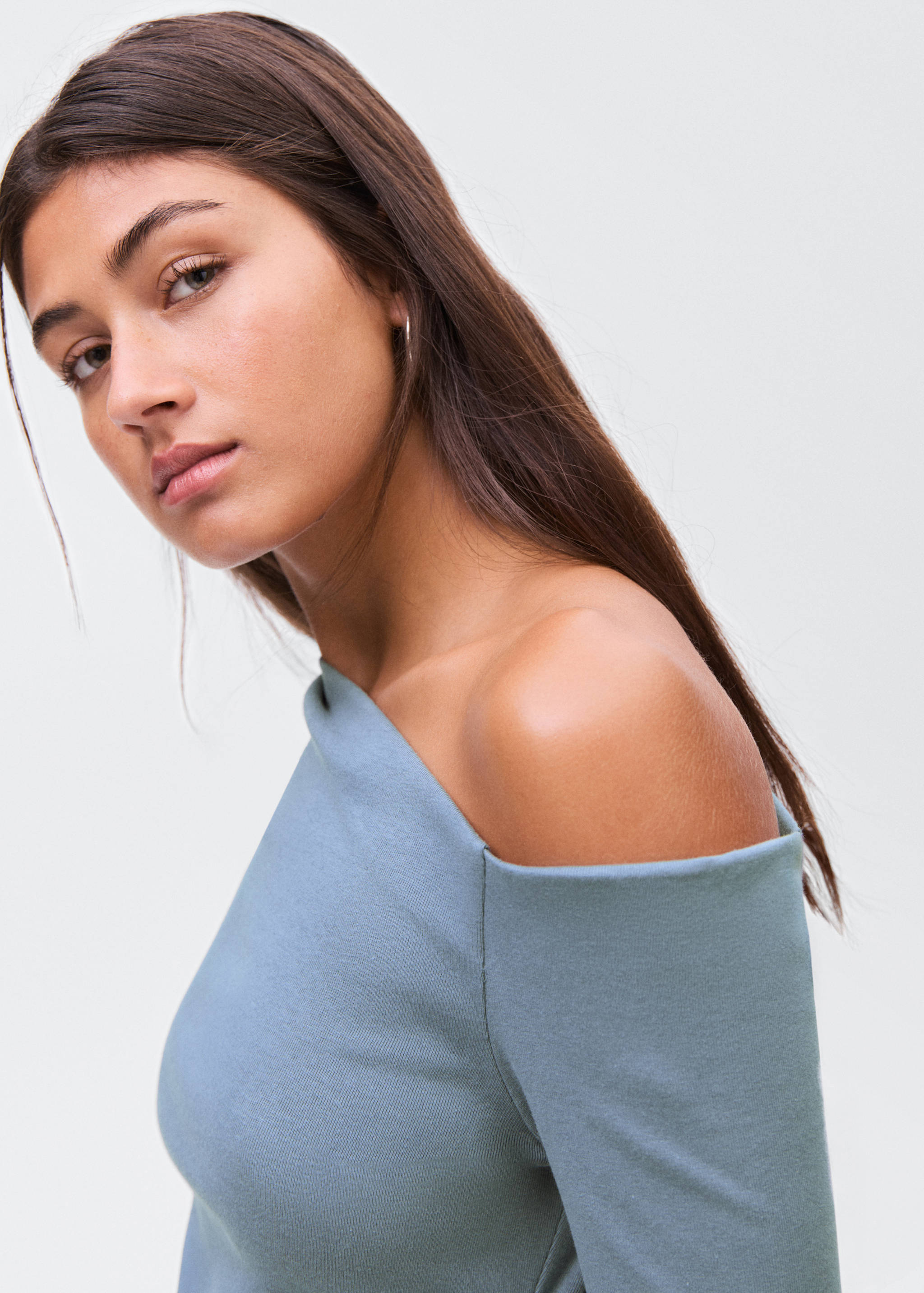 Asymmetric cotton T-shirt - Details of the article 1