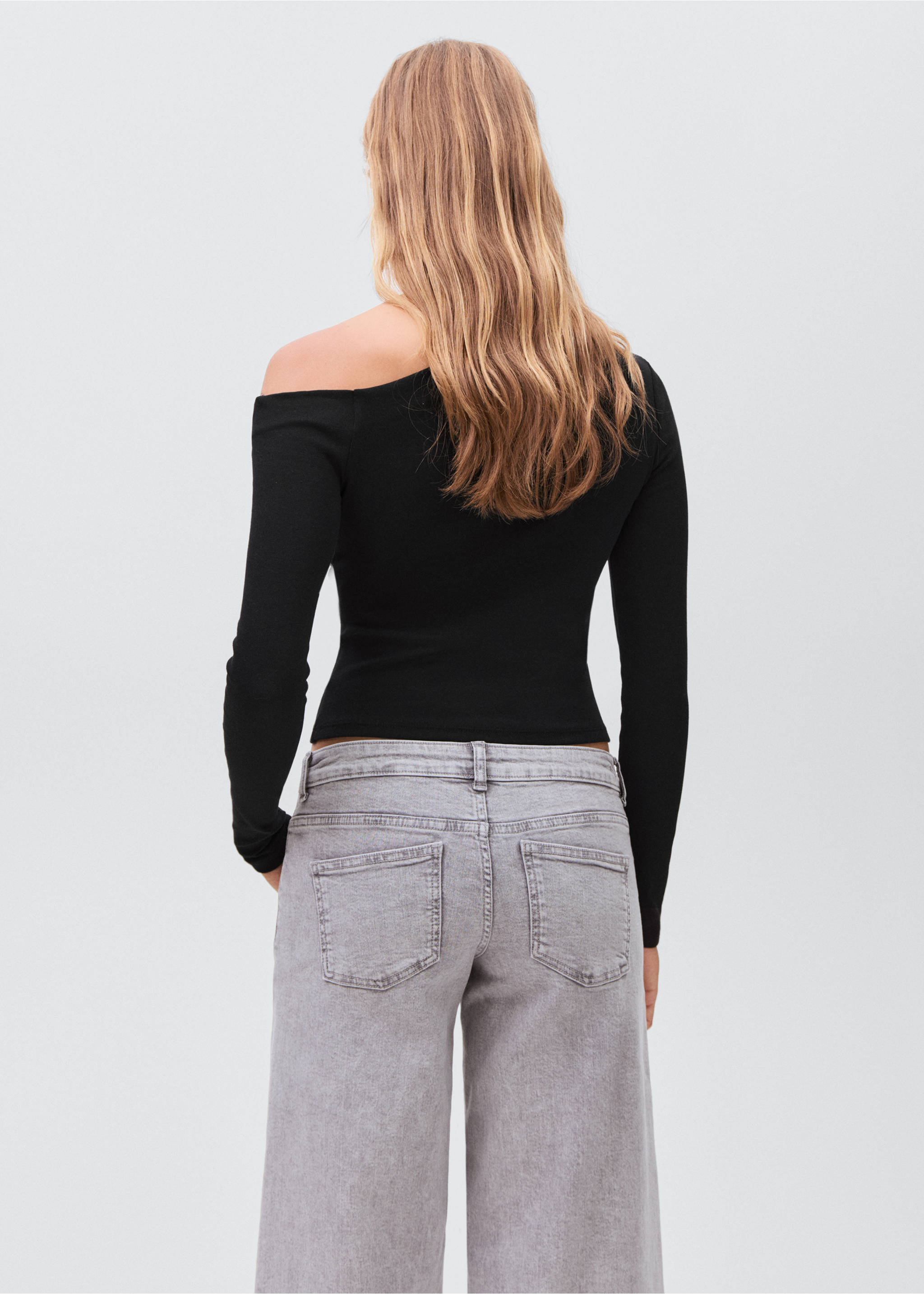 Asymmetric cotton T-shirt - Reverse of the article, Black. Ref: 17024778-00.