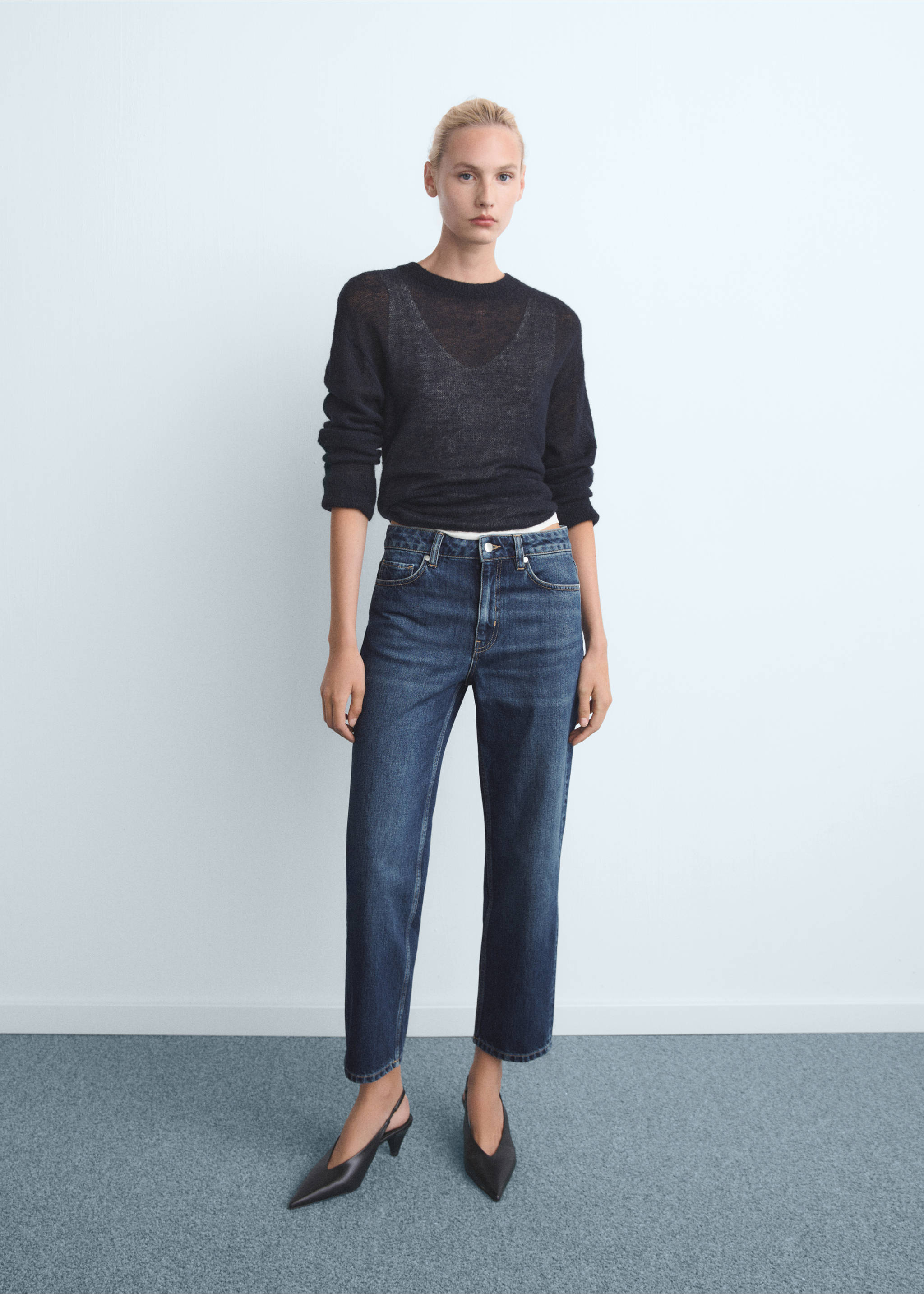 Mid-rise straight jeans - General plane, Dark Blue. Ref: 17024789-00.