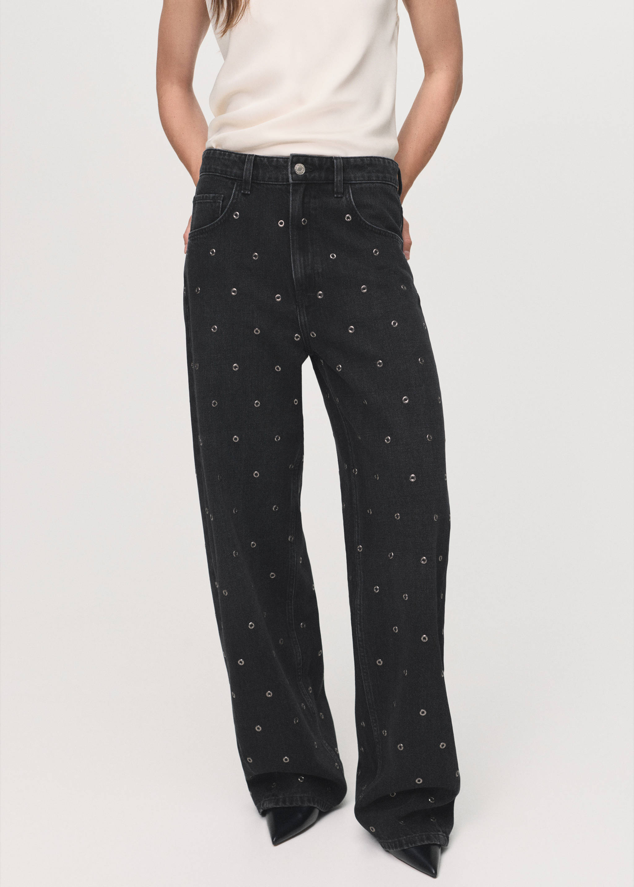 Barrel jeans with eyelets - Medium plane