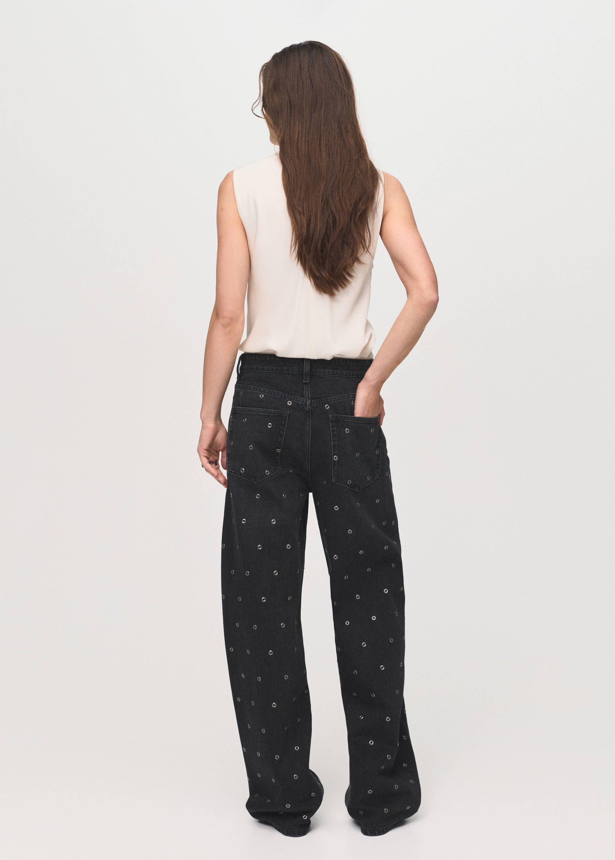 Barrel jeans with eyelets - Reverse of the article