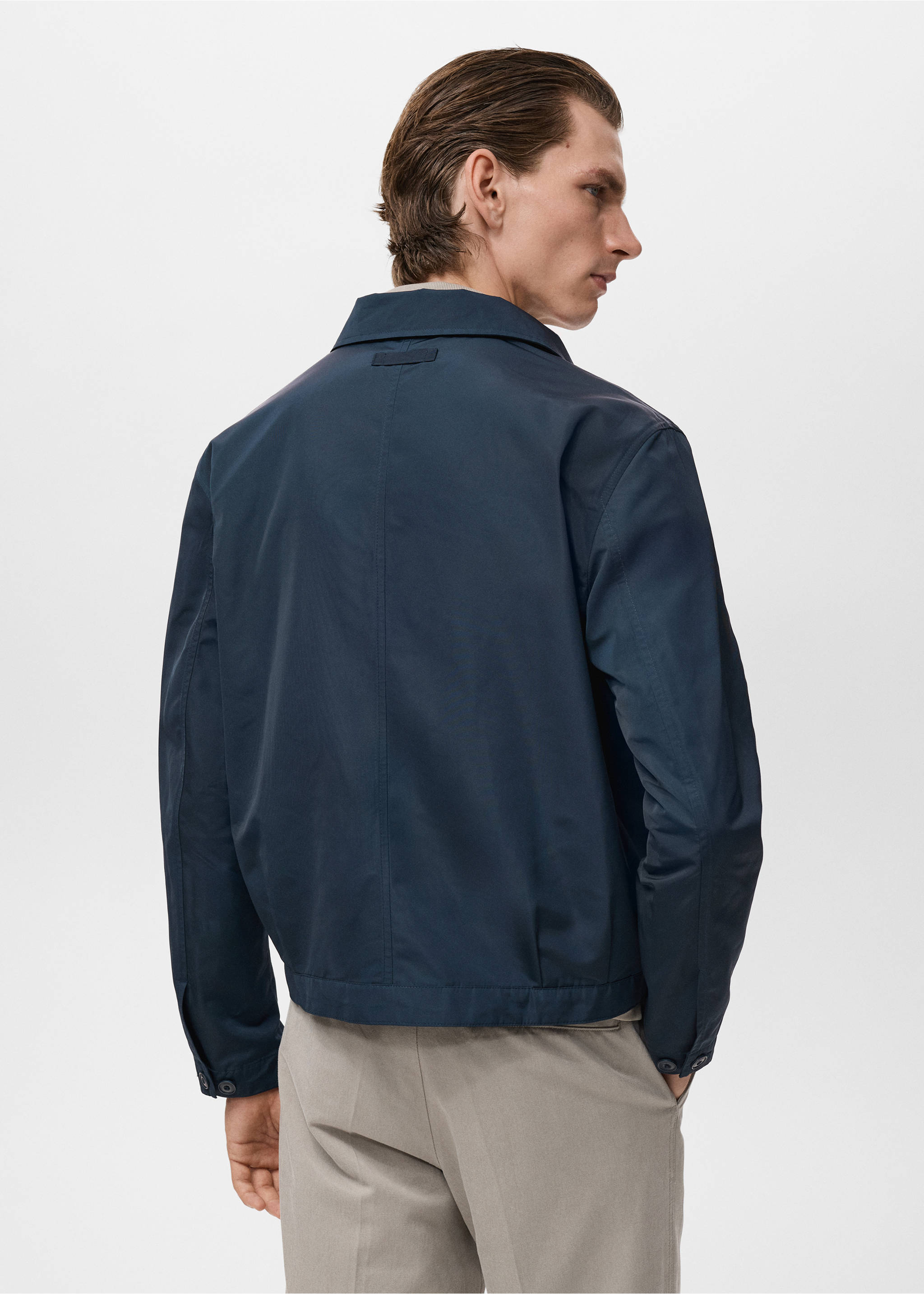 Water-repellent jacket with pockets - Reverse of the article, Petrol Blue. Ref: 17025140-00.