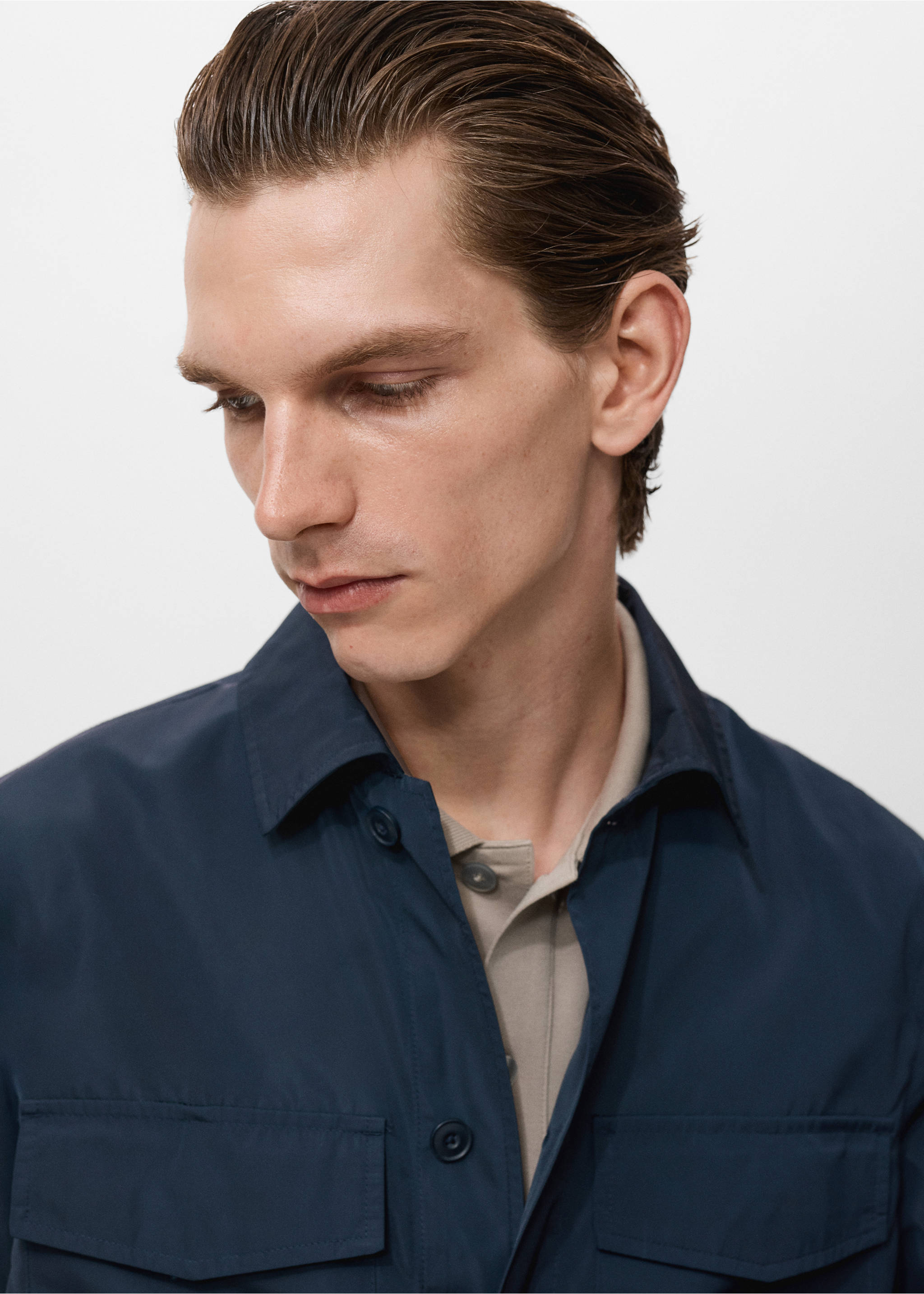 Water-repellent jacket with pockets - Details of the article 1, Petrol Blue. Ref: 17025140-00.
