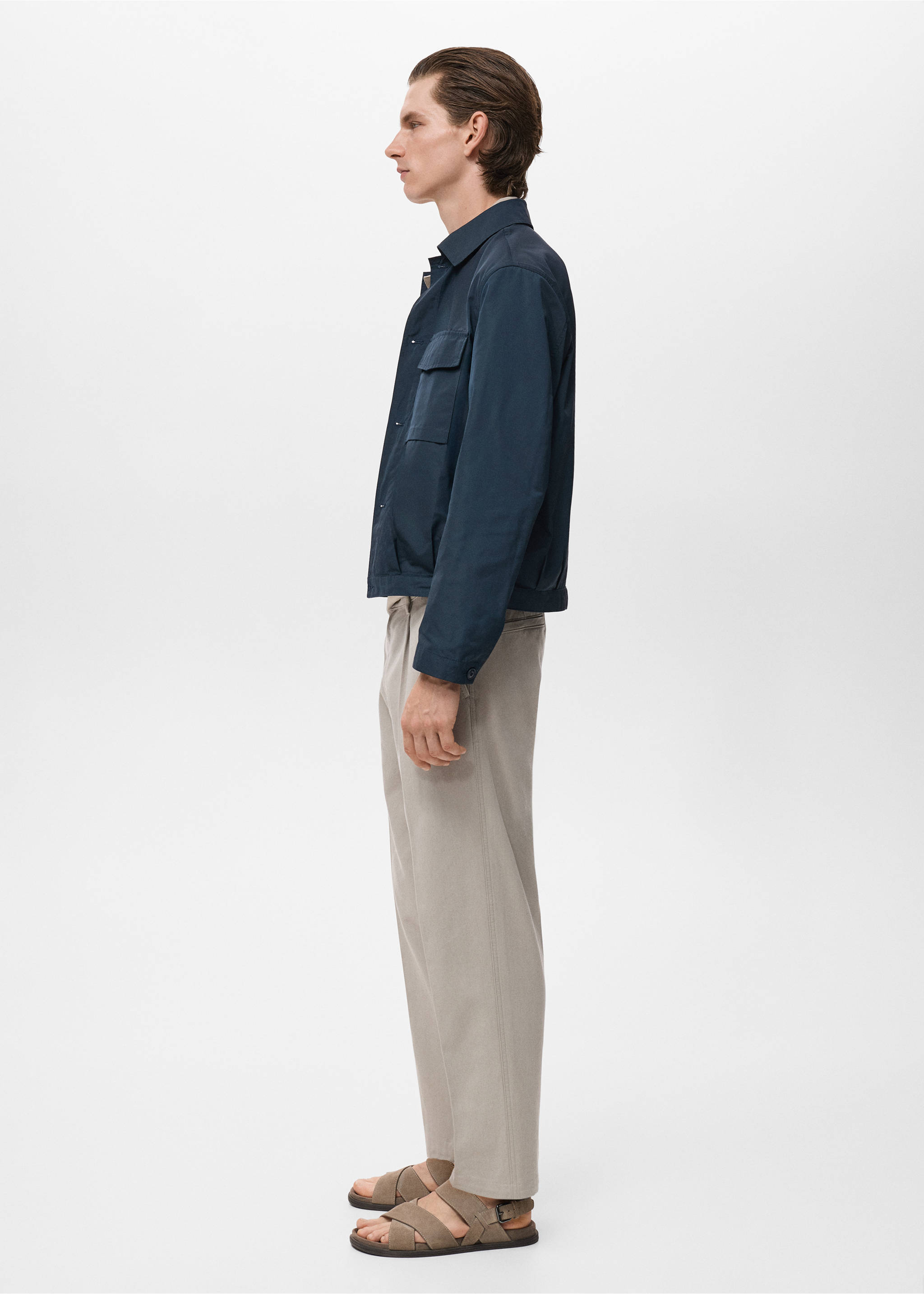Water-repellent jacket with pockets - Details of the article 2, Petrol Blue. Ref: 17025140-00.