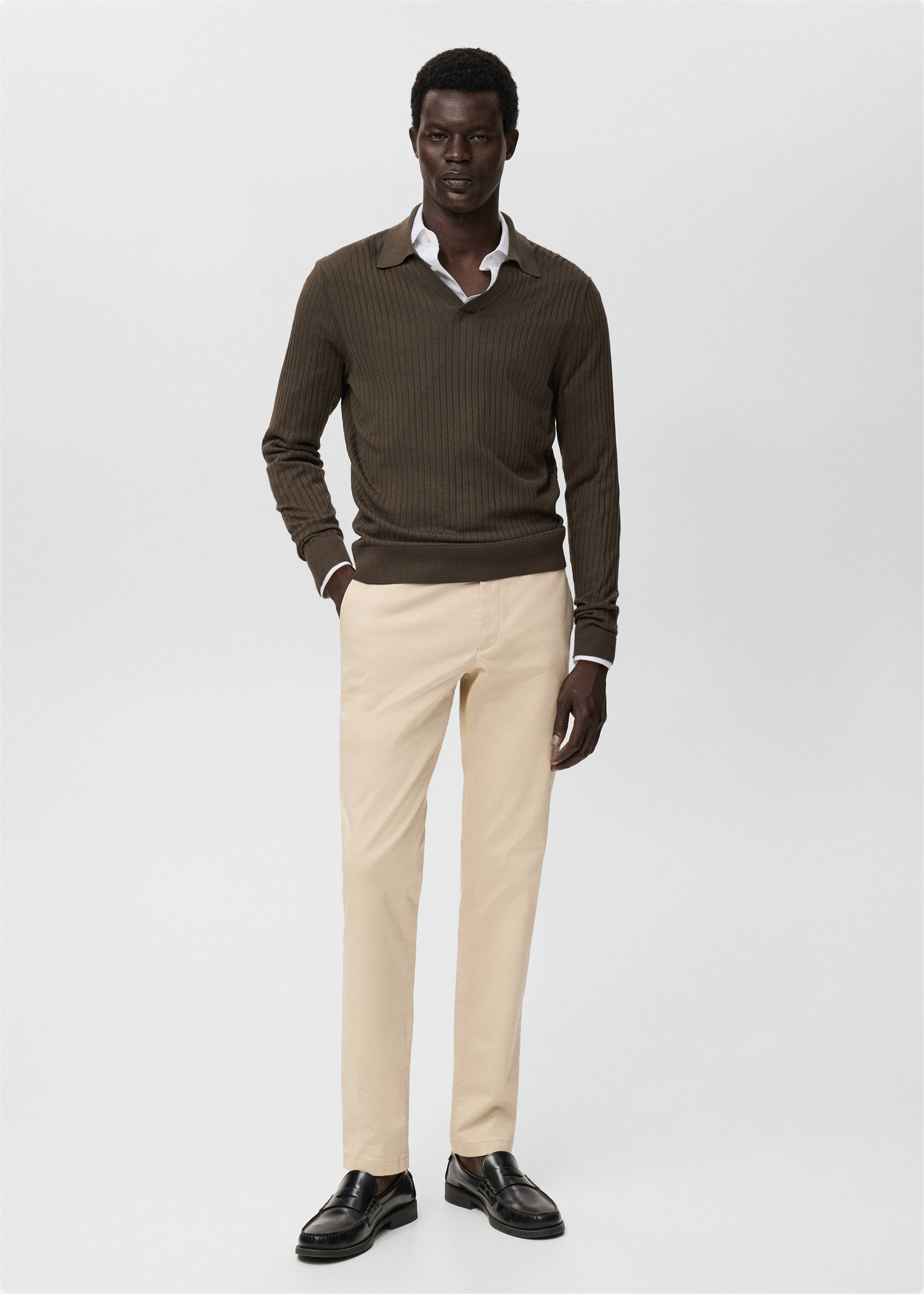 Barna slim-fit twill chino trousers - General plane