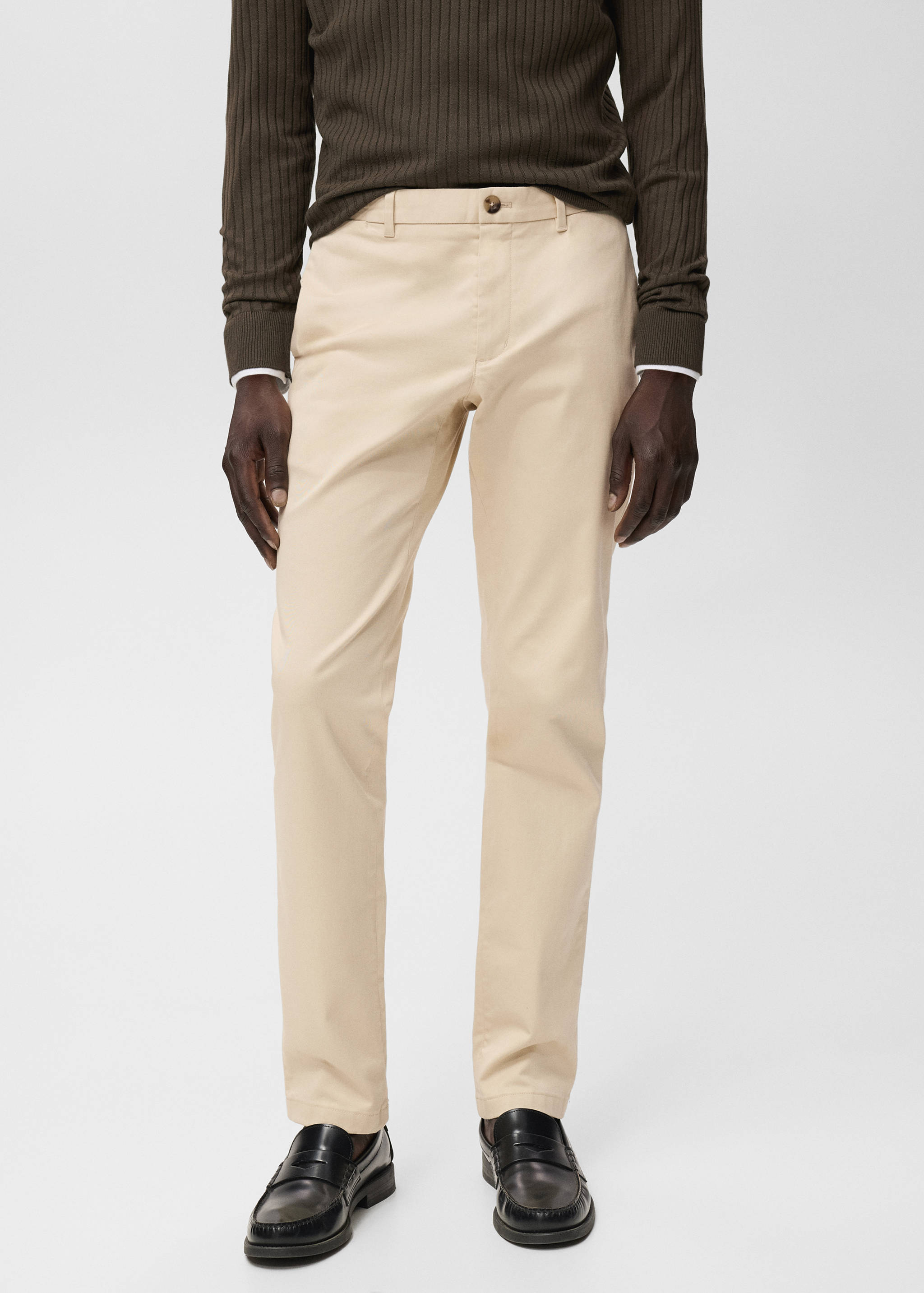 Barna slim-fit twill chino trousers - Medium plane