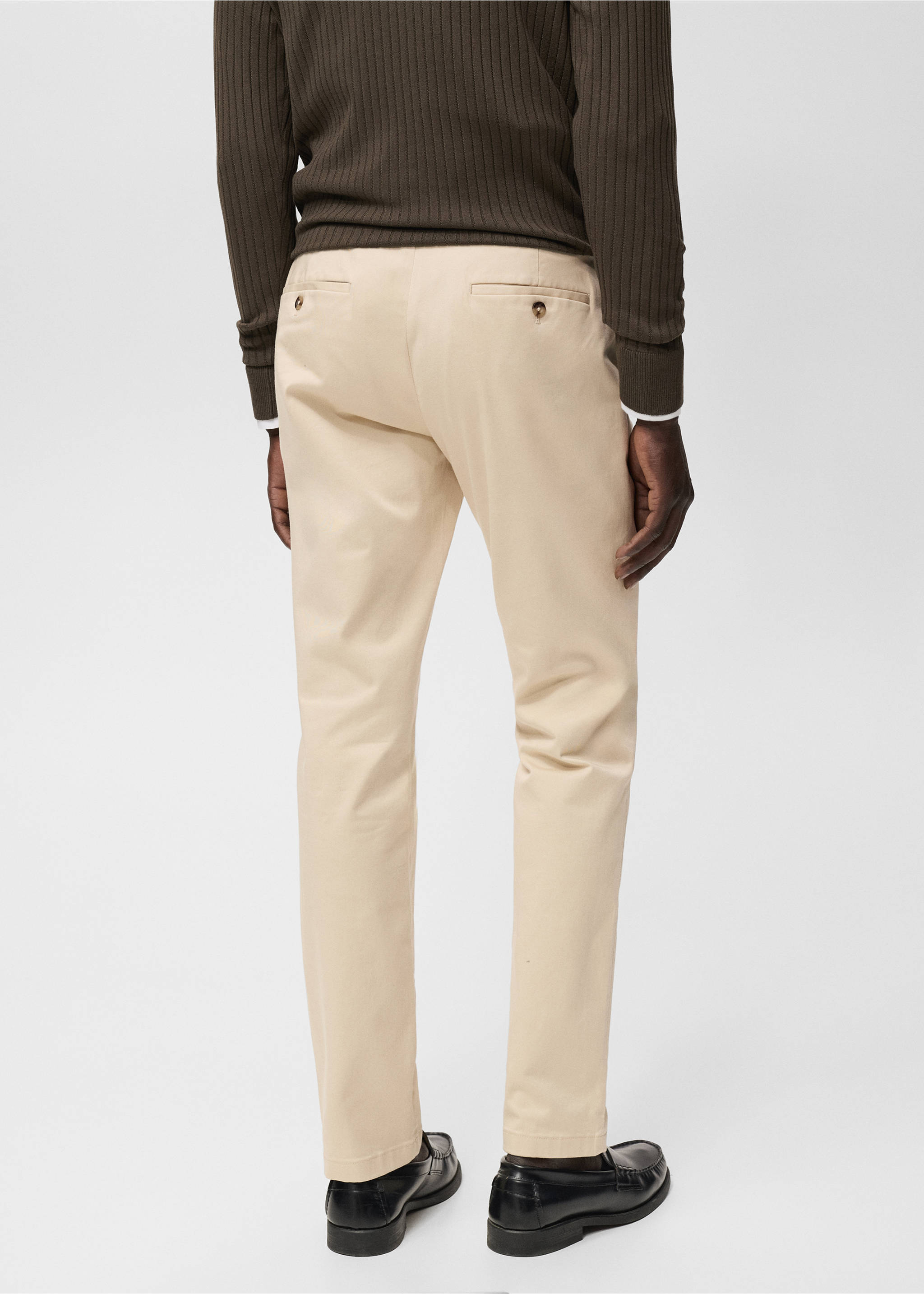 Barna slim-fit twill chino trousers - Reverse of the article, Ecru. Ref: 17025141-00.