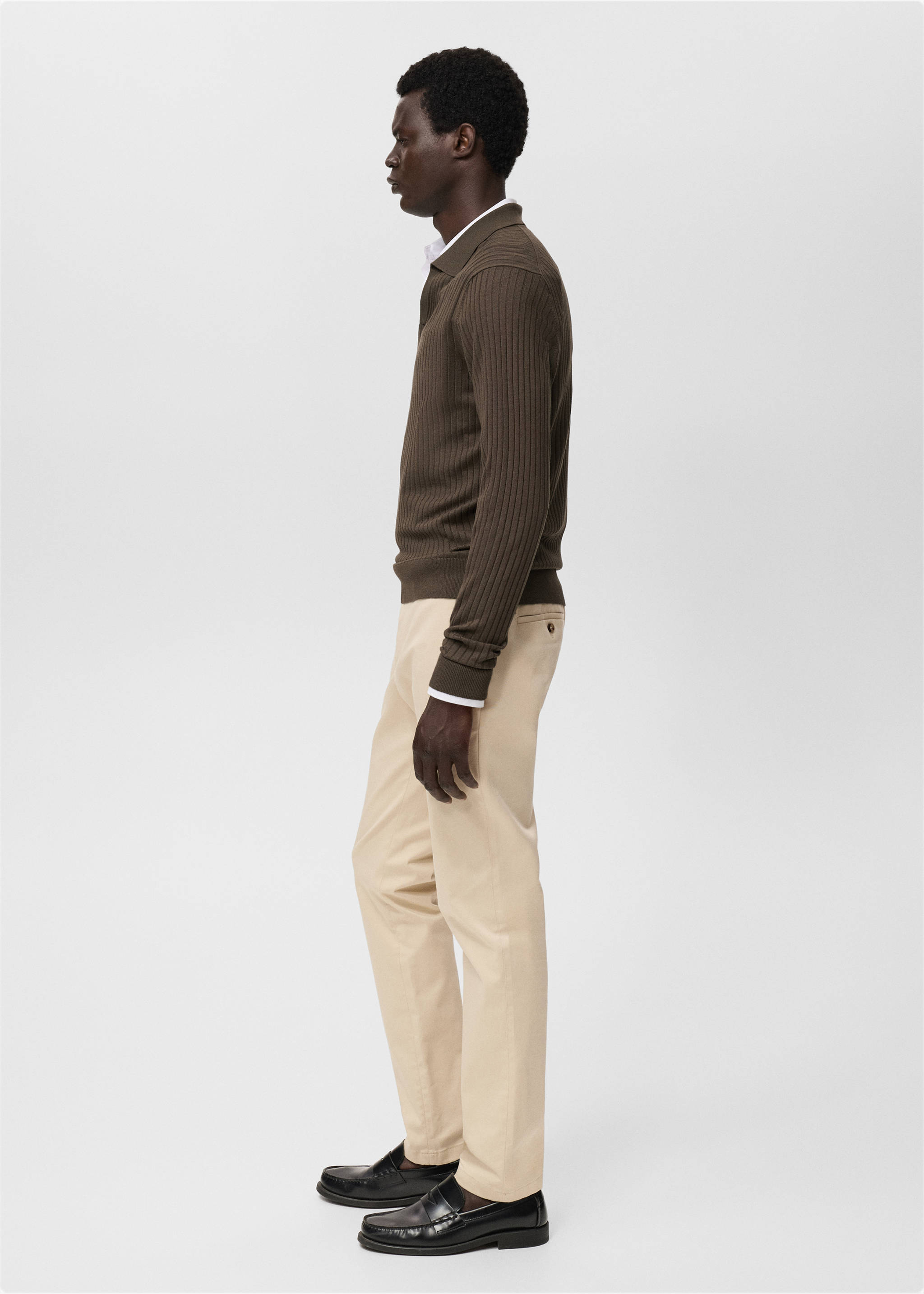 Barna slim-fit twill chino trousers - Details of the article 6, Ecru. Ref: 17025141-00.
