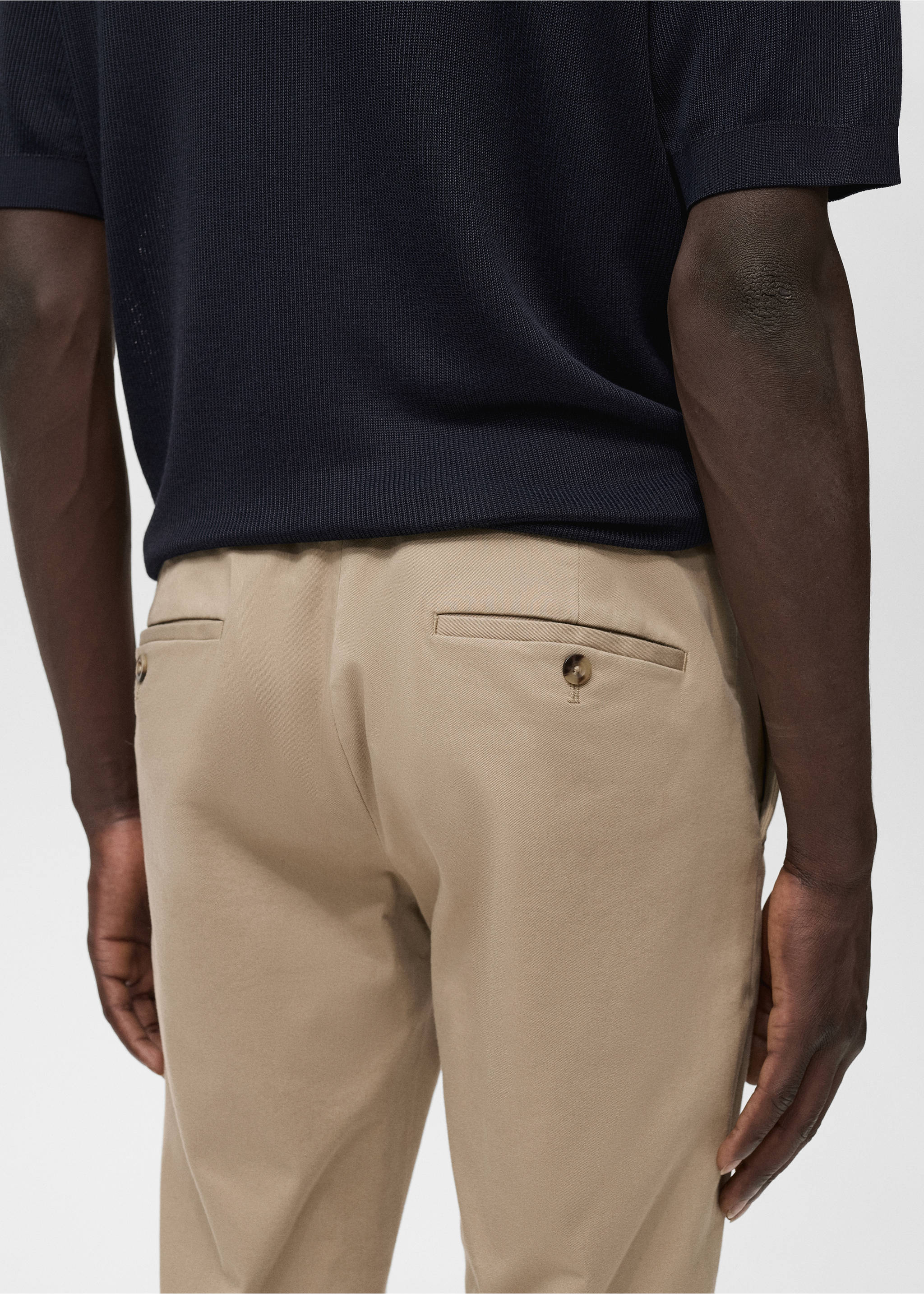 Barna slim-fit twill chino trousers - Details of the article 2, Beige. Ref: 17025141-00.