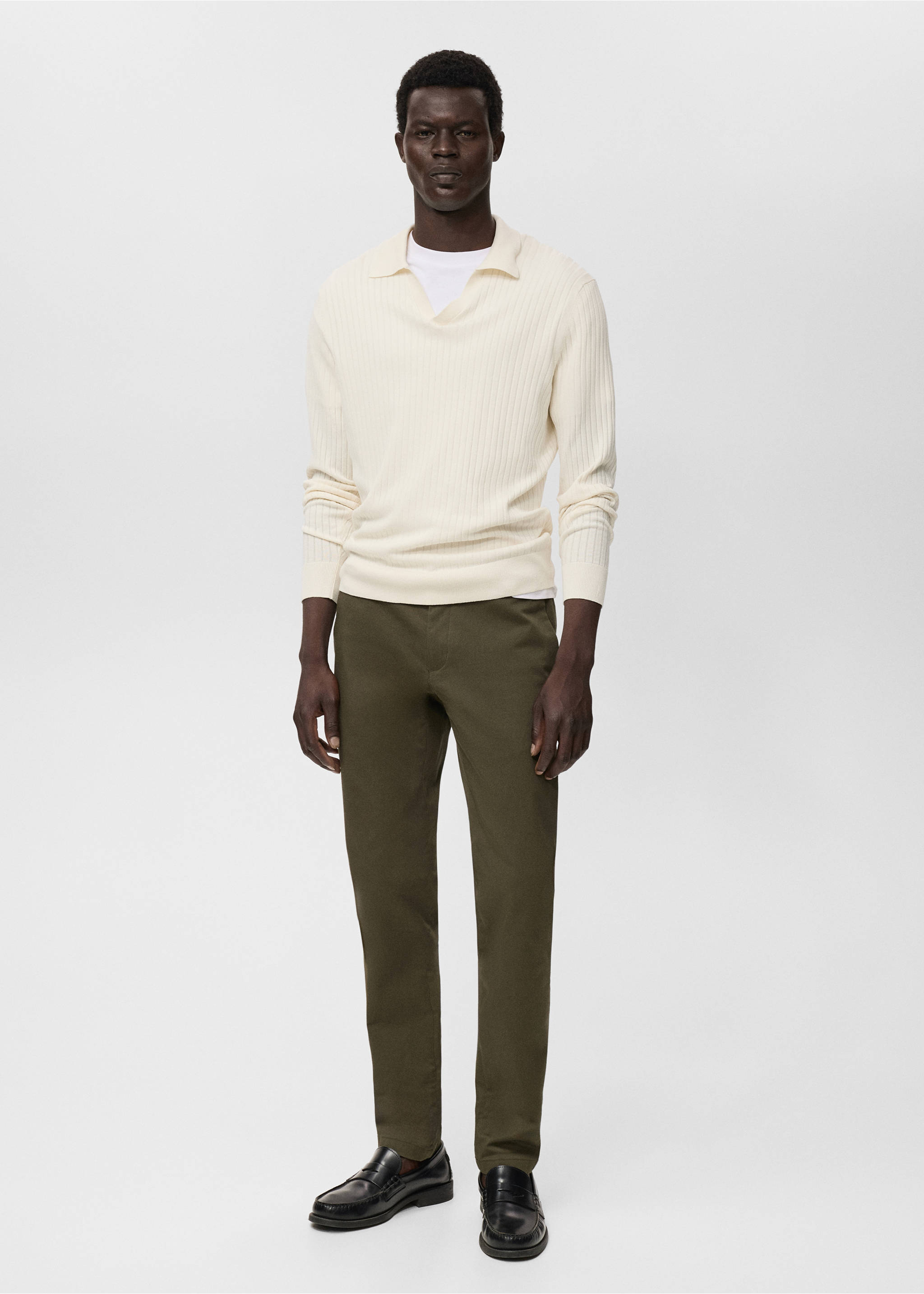 Barna slim-fit twill chino trousers - General plane, Khaki. Ref: 17025141-00.
