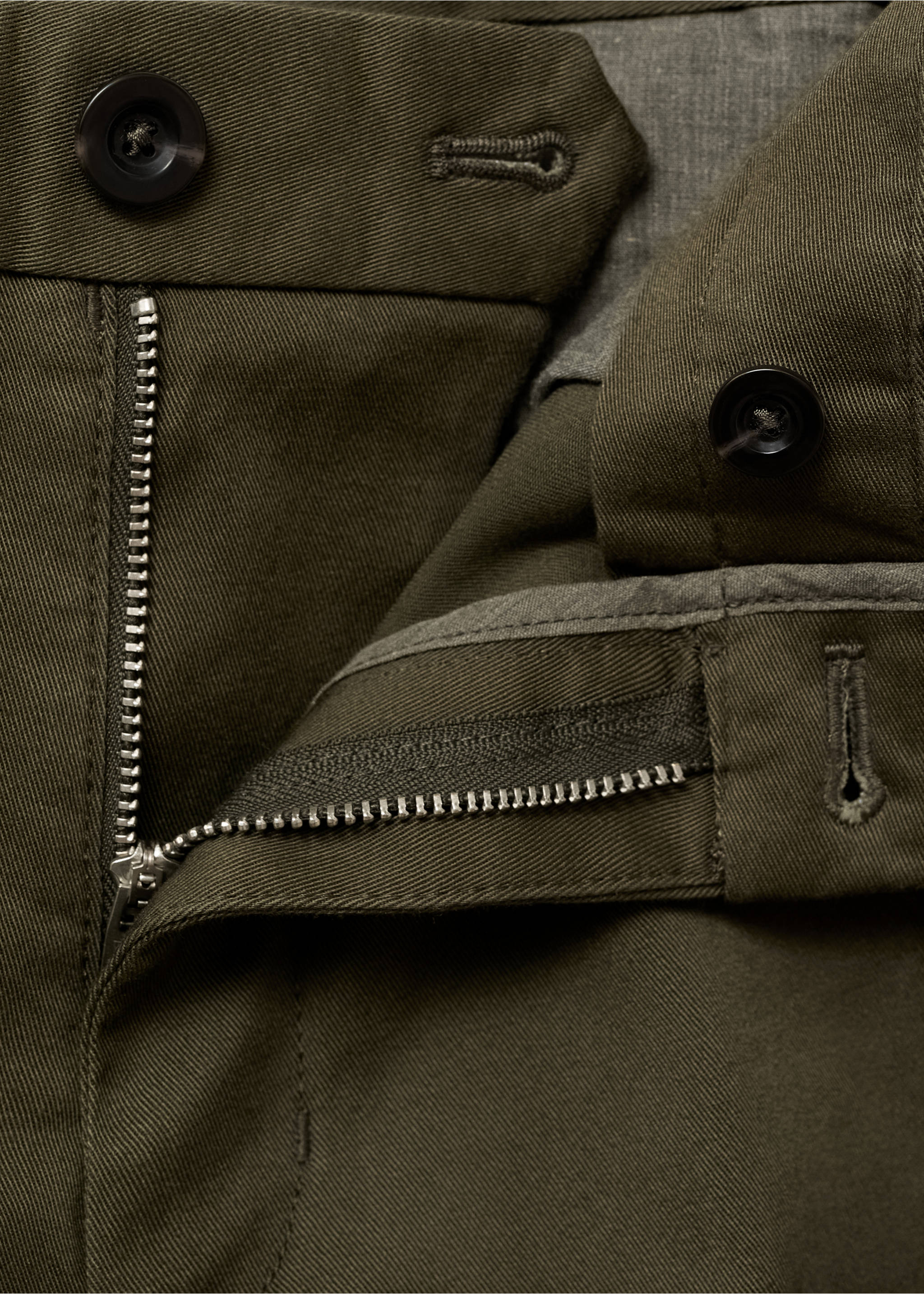 Barna slim-fit twill chino trousers - Details of the article 8, Khaki. Ref: 17025141-00.