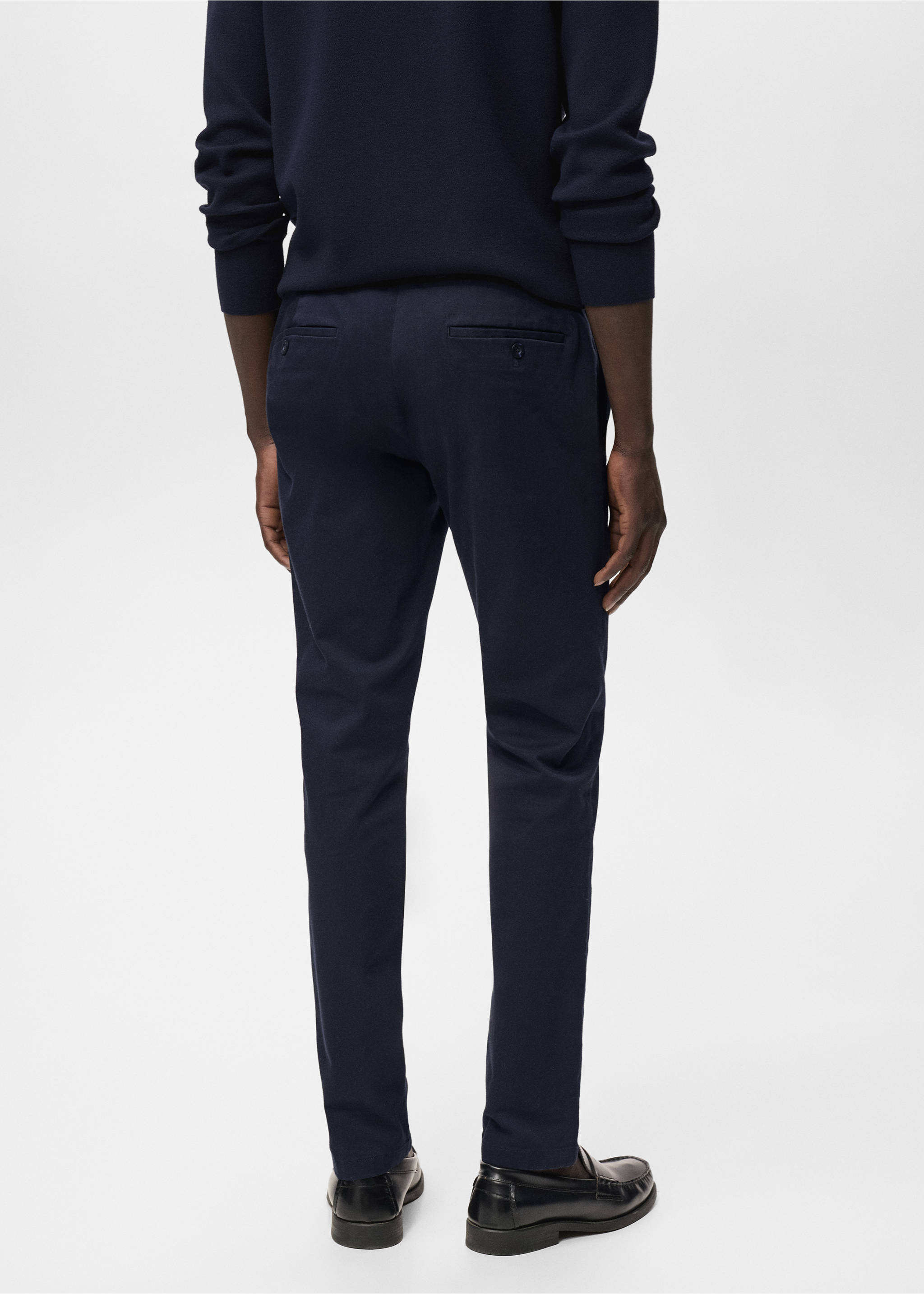 Barna slim-fit twill chino trousers - Reverse of the article, Navy. Ref: 17025141-00.
