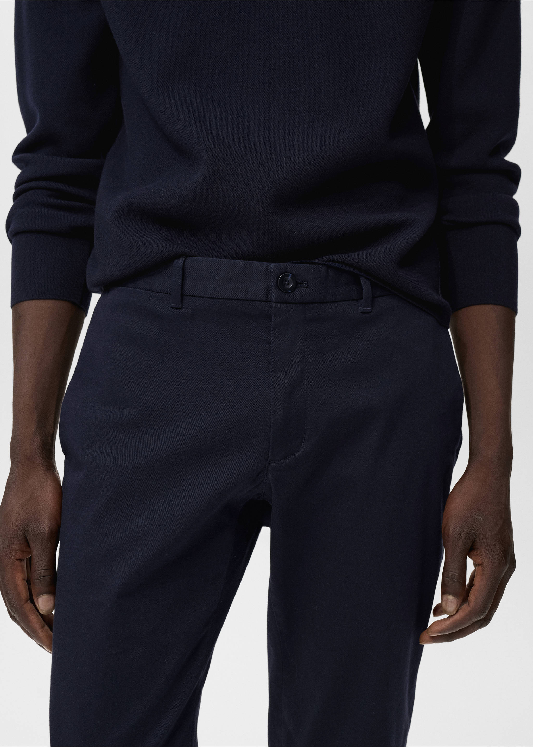 Barna slim-fit twill chino trousers - Details of the article 1, Navy. Ref: 17025141-00.