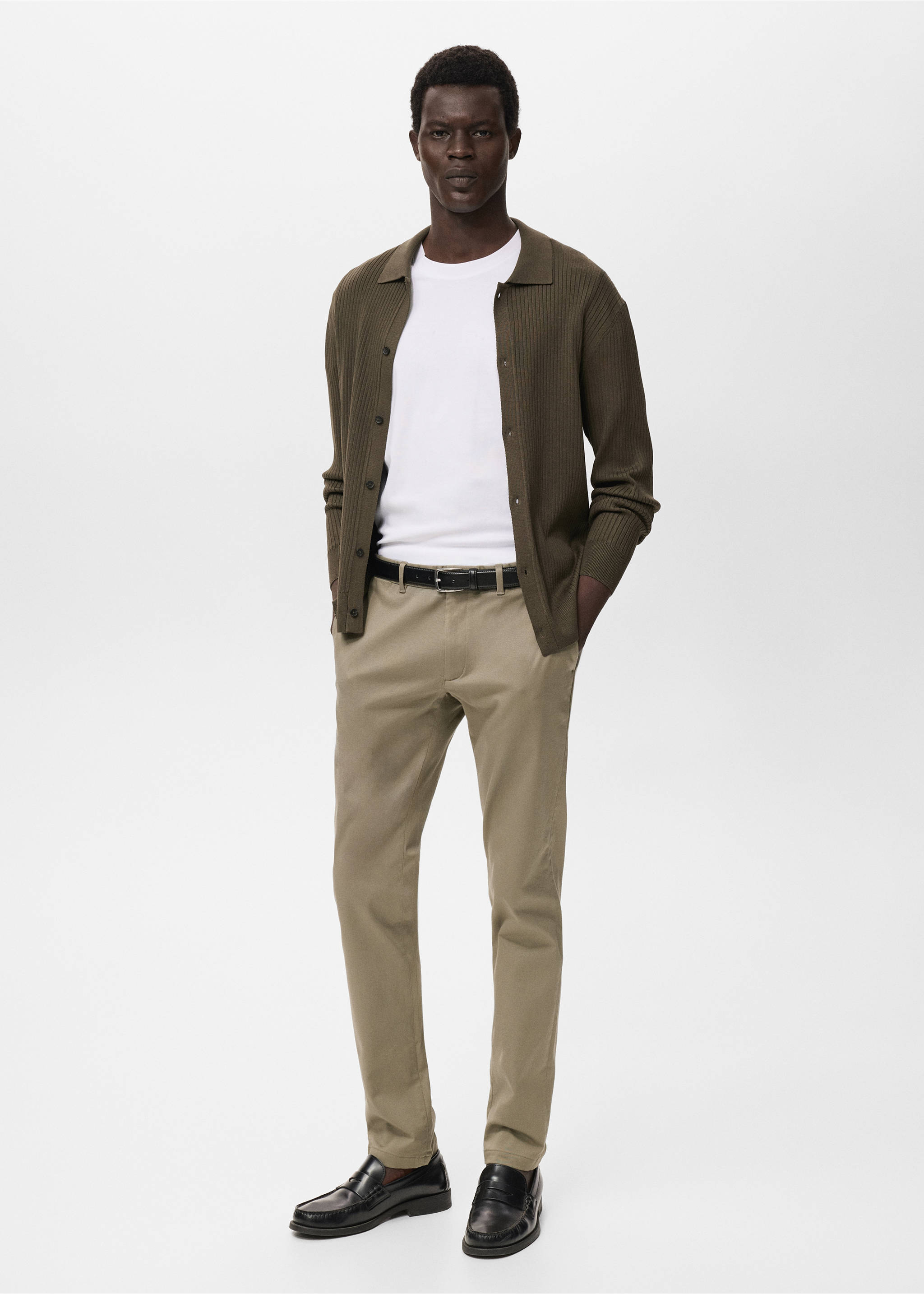 Barna slim-fit twill chino trousers - General plane, Mink Grey. Ref: 17025141-00.