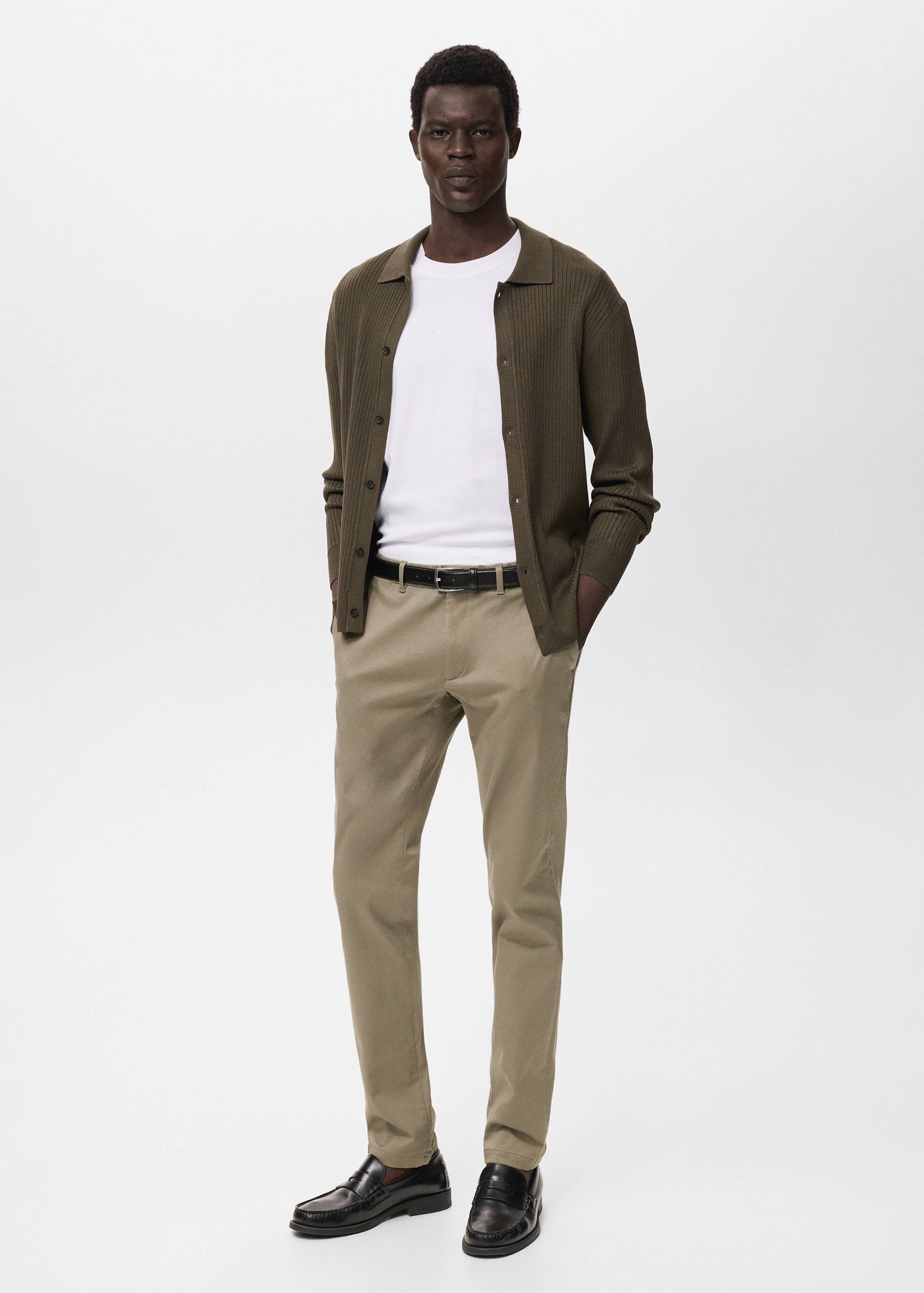 Barna slim-fit twill chino trousers - General plane