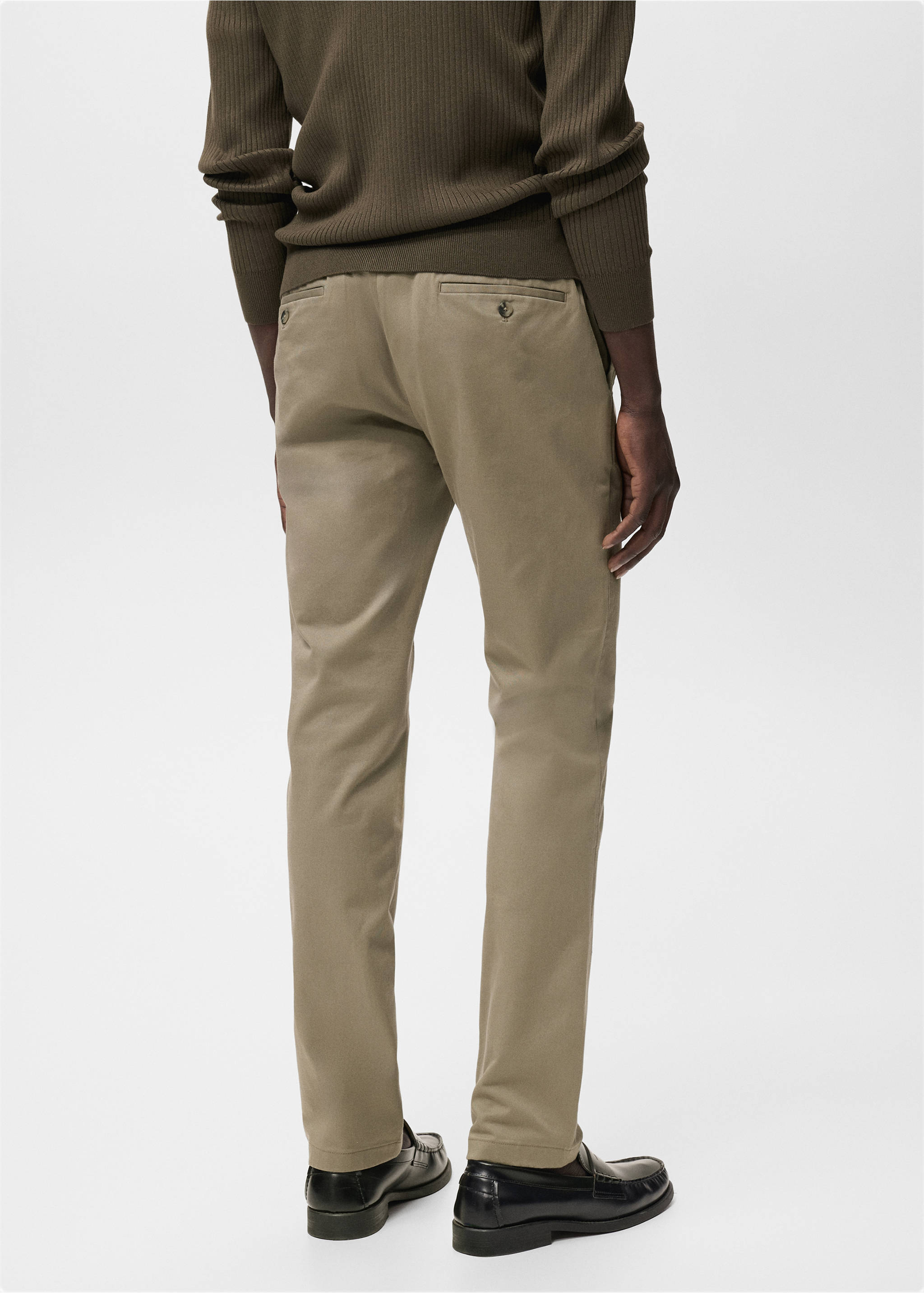 Barna slim-fit twill chino trousers - Reverse of the article, Mink Grey. Ref: 17025141-00.