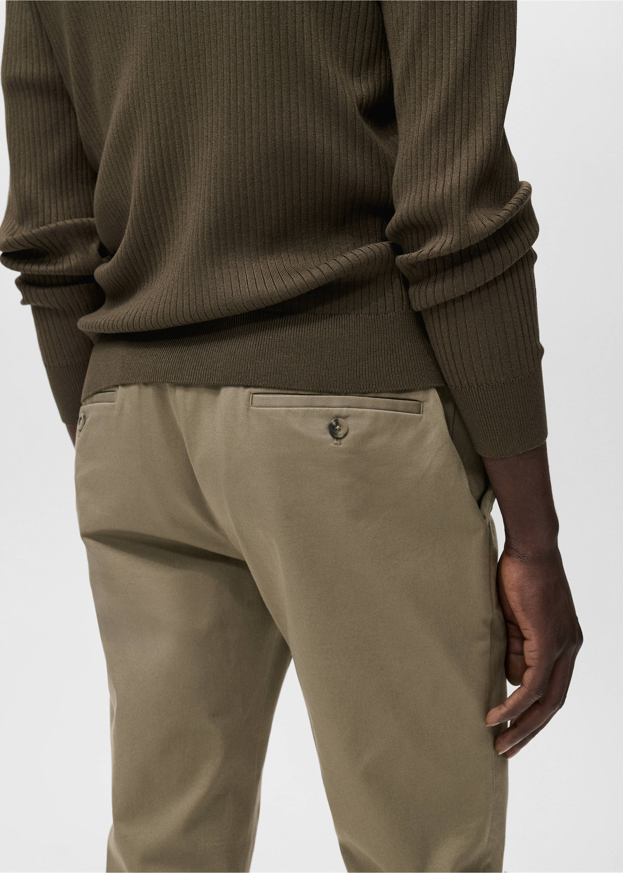 Barna slim-fit twill chino trousers - Details of the article 2, Mink Grey. Ref: 17025141-00.