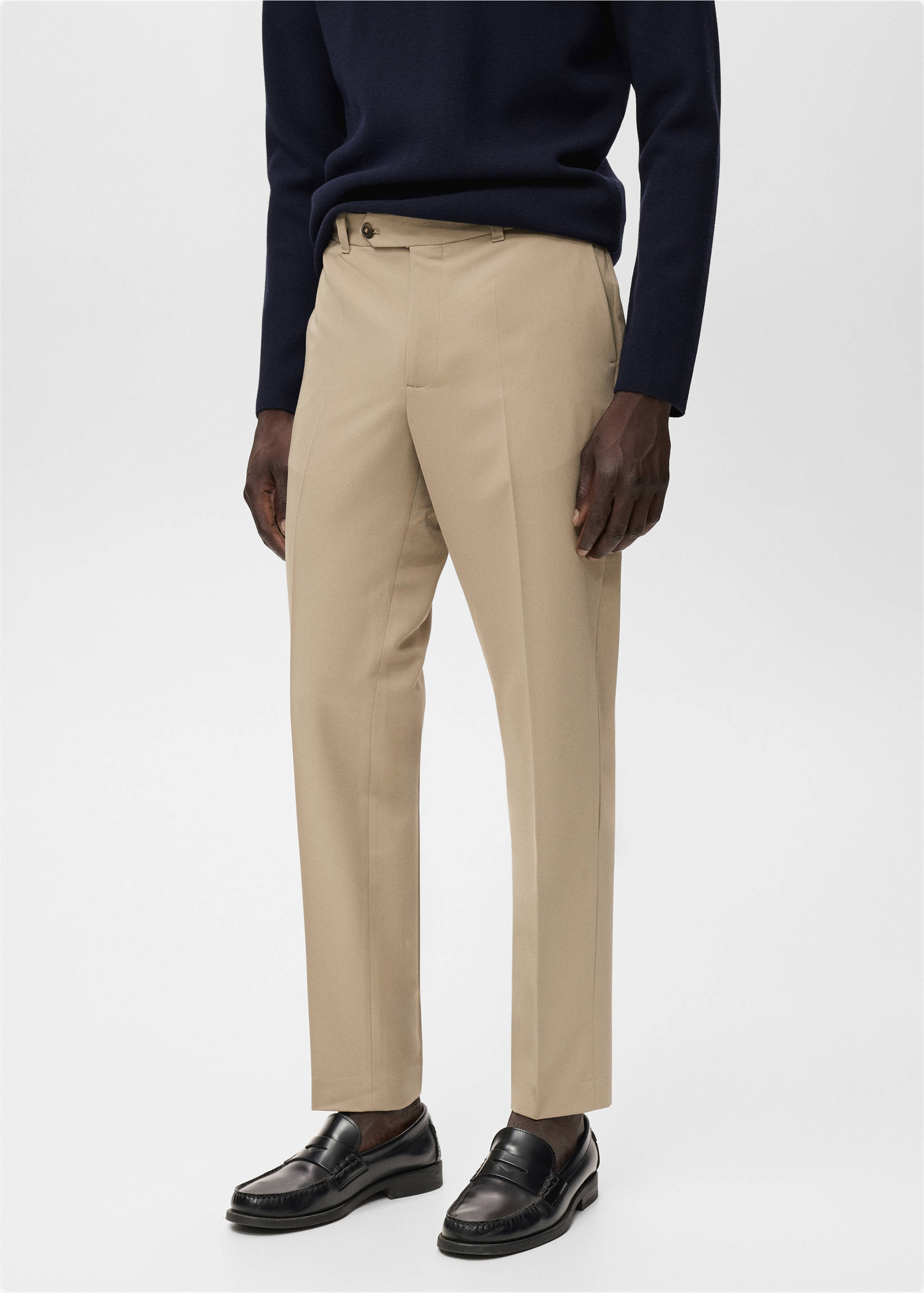 Slim-fit comfort trousers - Medium plane, Beige. Ref: 17025147-00.