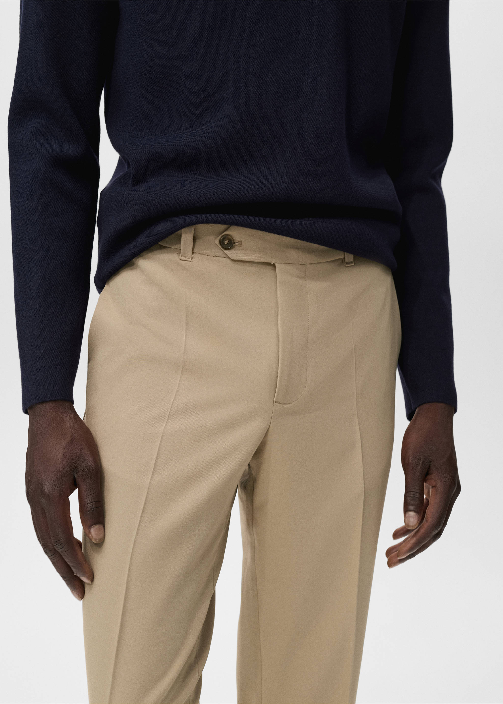 Slim-fit comfort trousers - Details of the article 1, Beige. Ref: 17025147-00.