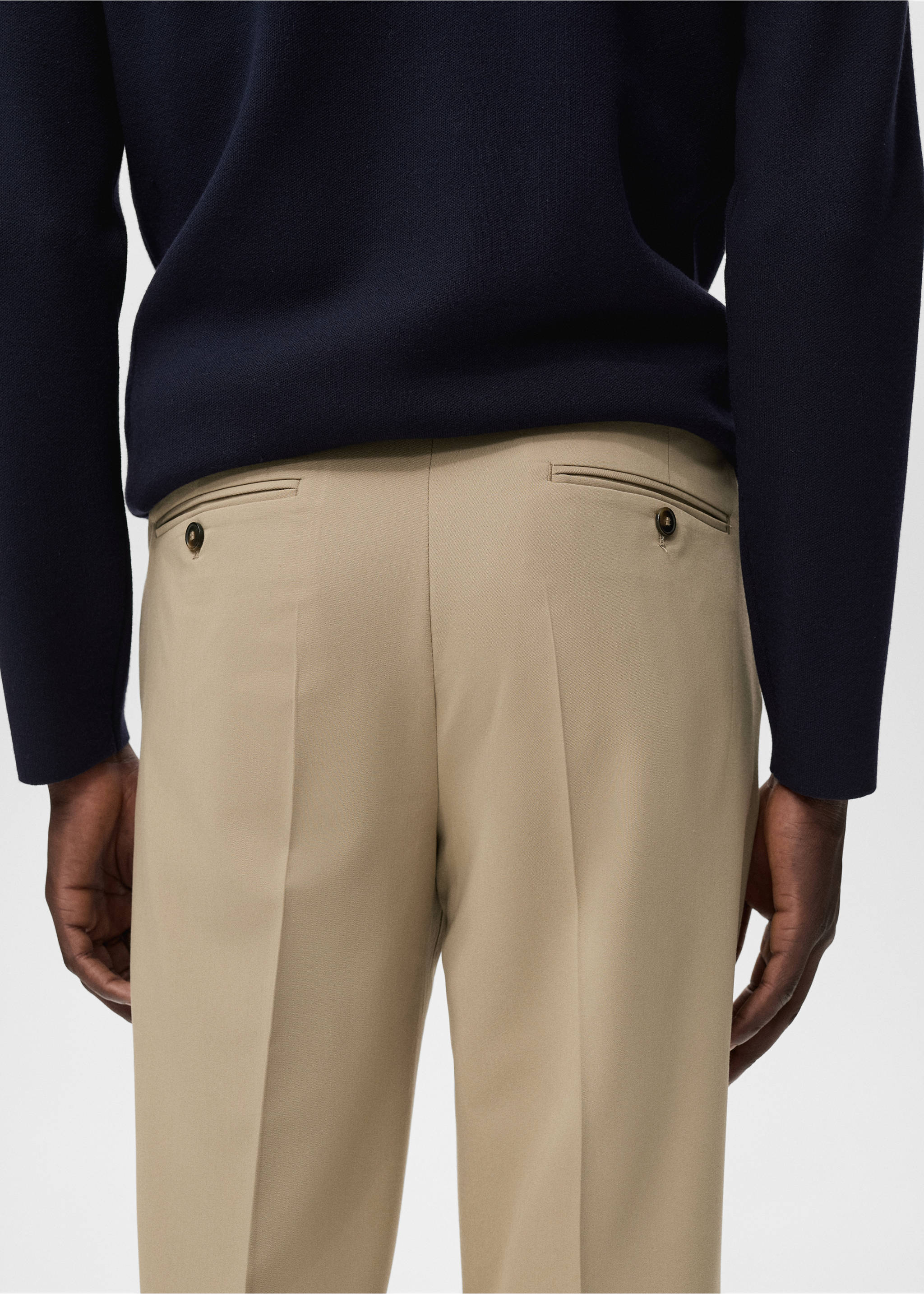 Slim-fit comfort trousers - Details of the article 2, Beige. Ref: 17025147-00.