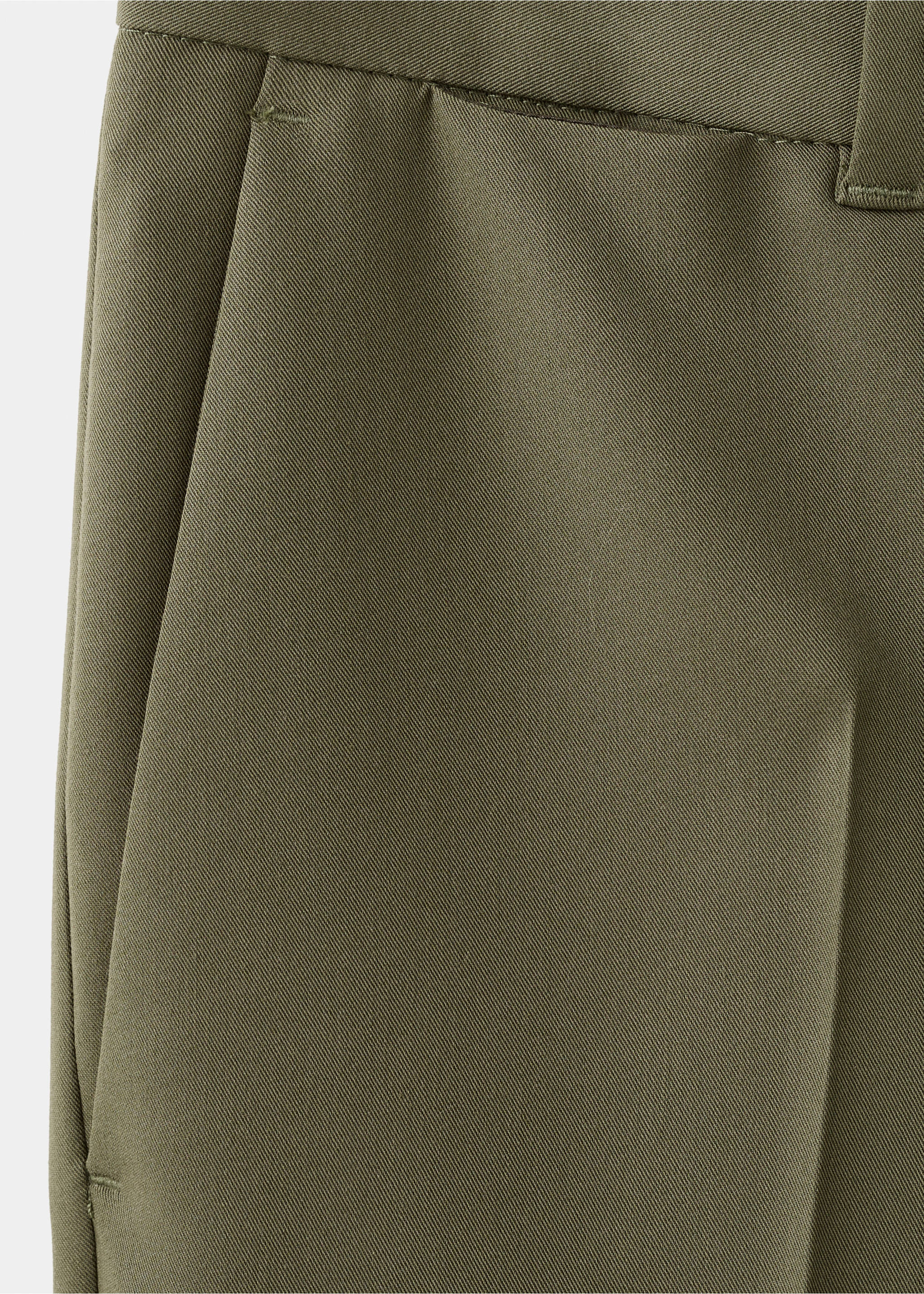 Khaki green trousers fabric detail showing twill texture., Khaki. Ref: 17025147-00.