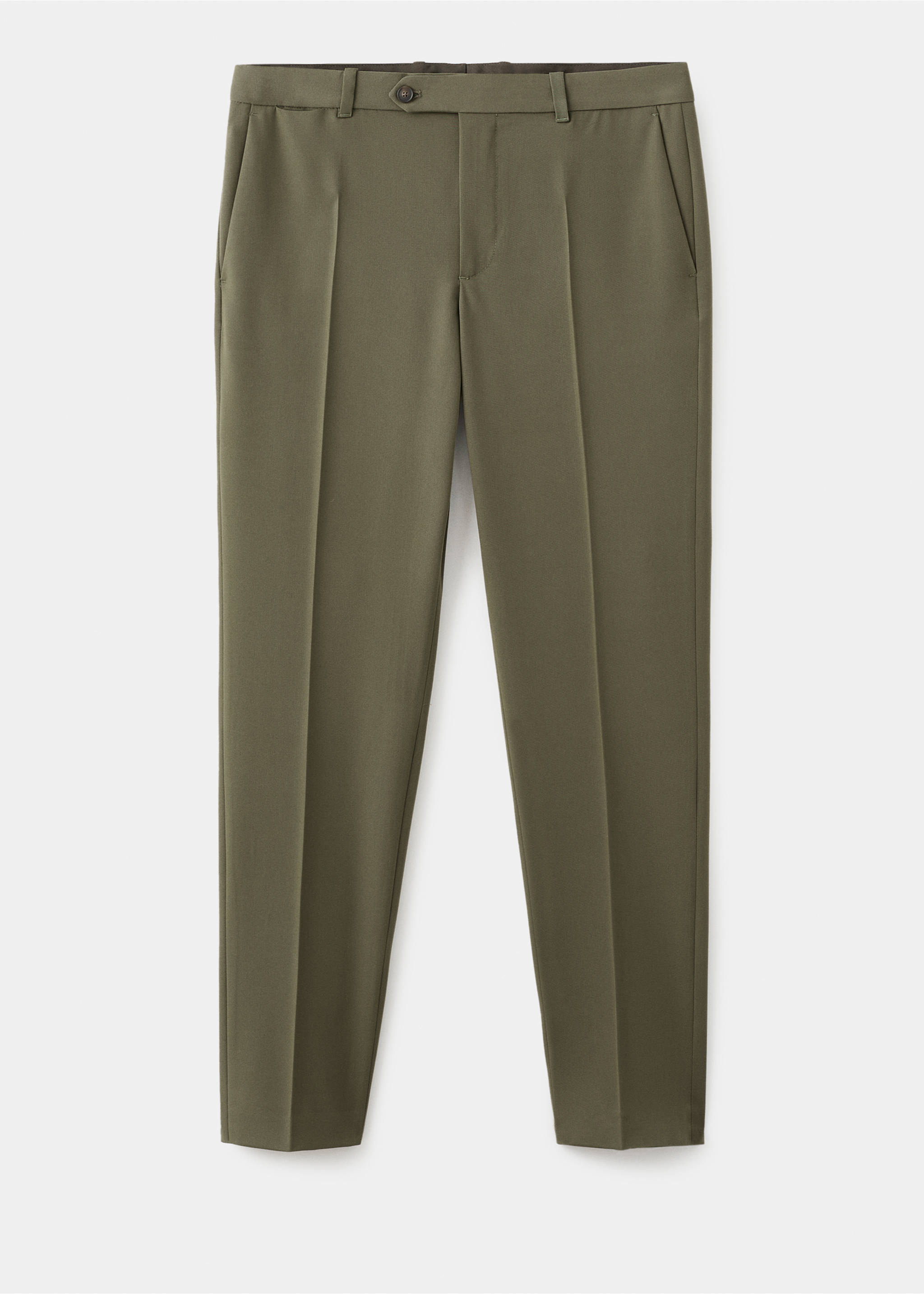 Olive green trousers with belt loops and pressed creases., Khaki. Ref: 17025147-00.