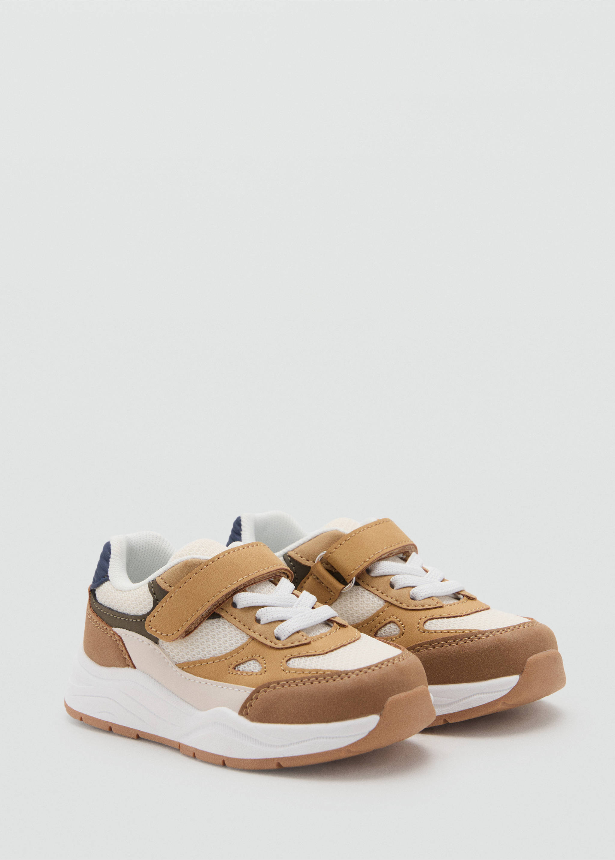Velcro fastening mixed sneakers - Medium plane, Beige. Ref: 17025149-00.