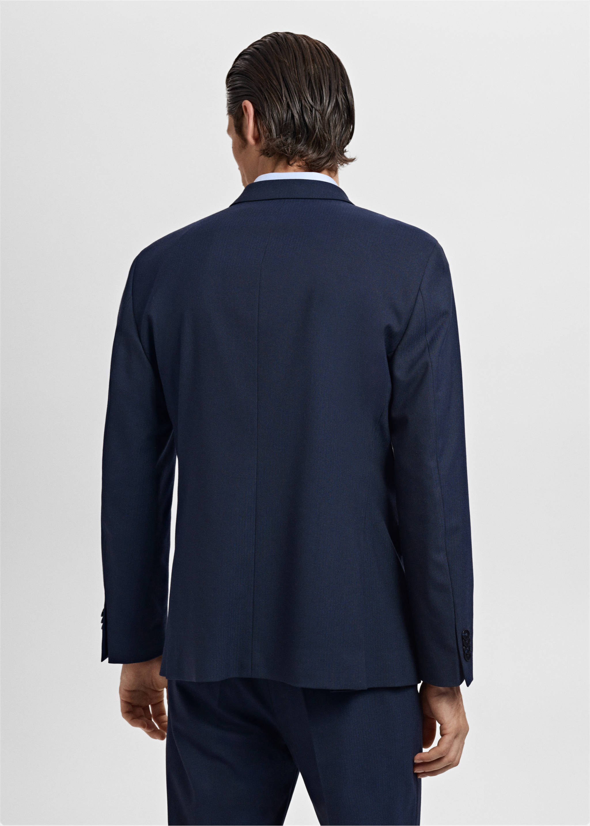 Monaco double-breasted slim-fit suit jacket - Reverse of the article, Navy. Ref: 17025150-00.