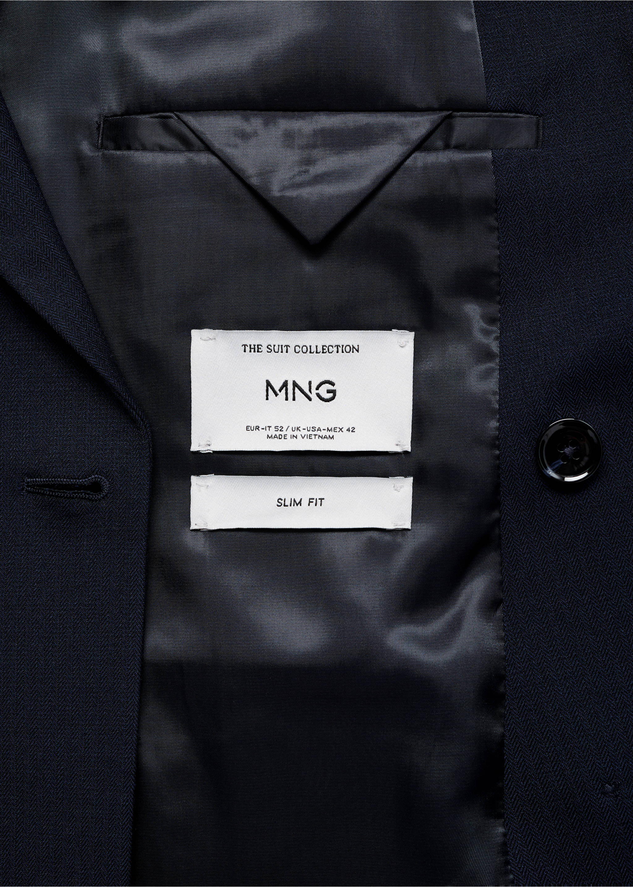 Monaco double-breasted slim-fit suit jacket - Details of the article 0, Navy. Ref: 17025150-00.