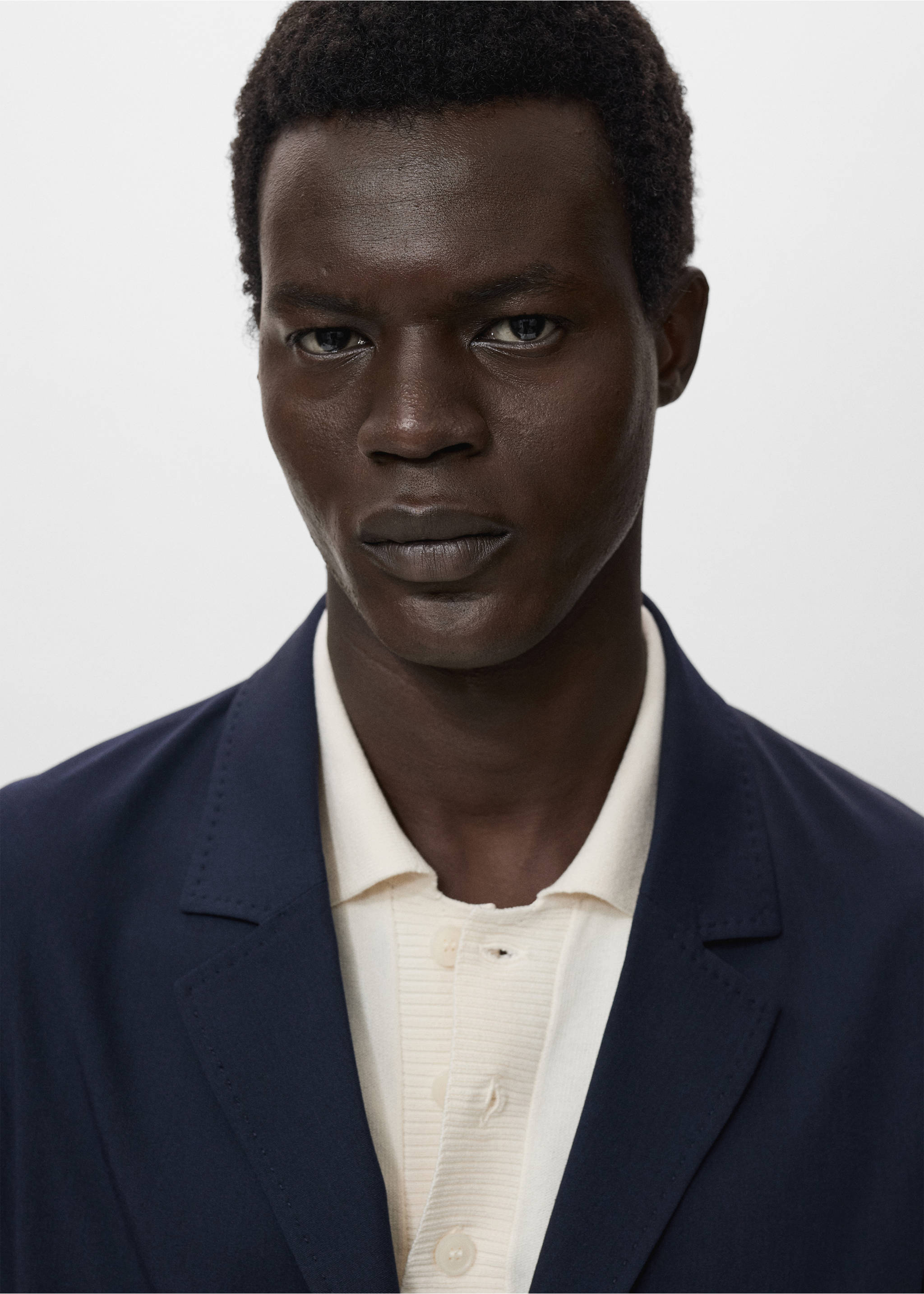 Slim-fit suit jacket with pockets - Details of the article 1, Navy. Ref: 17025152-00.