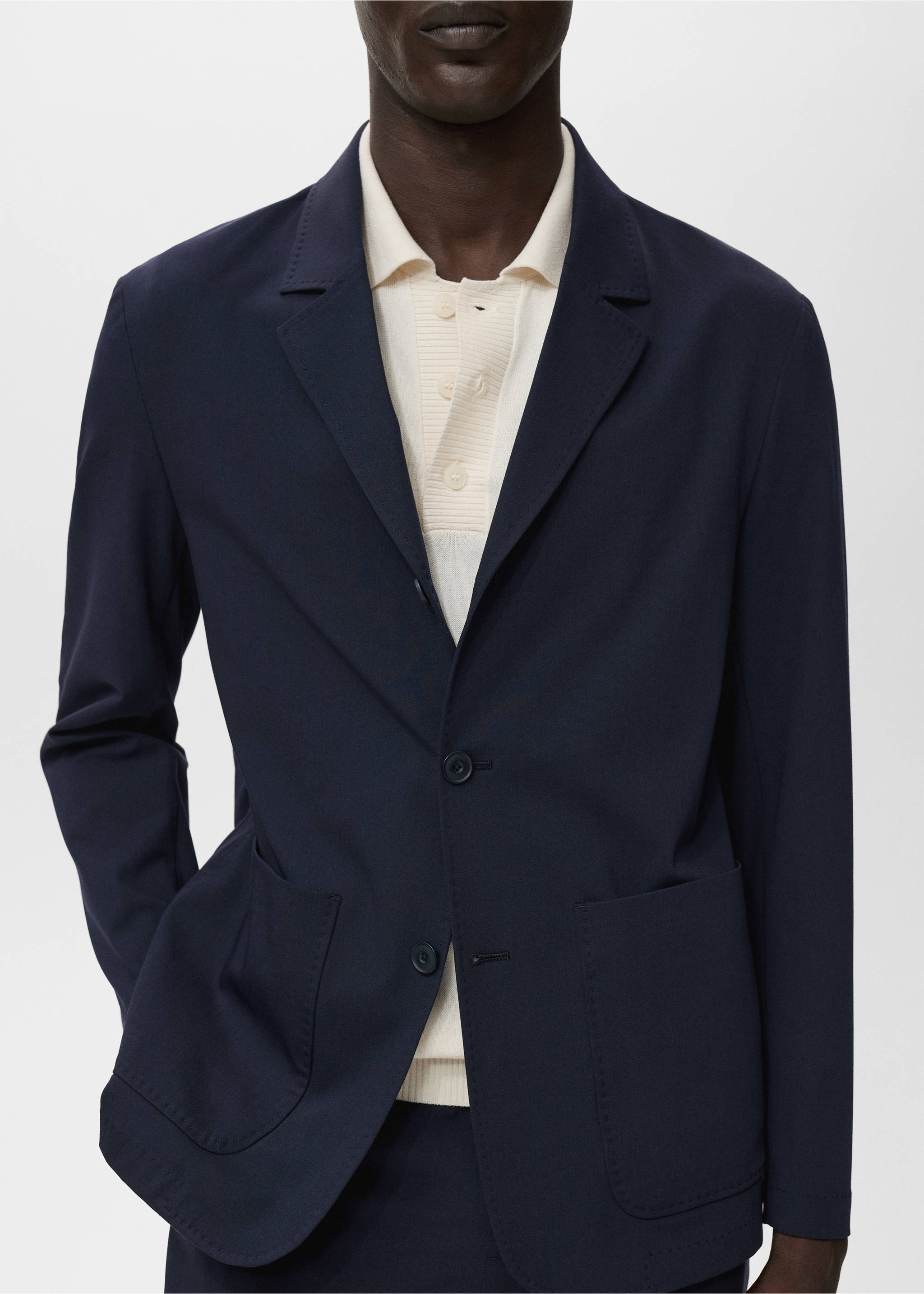 Veste slim-fit poches - Détail de l'article 3, Bleu marine. Ref: 17025152-00.