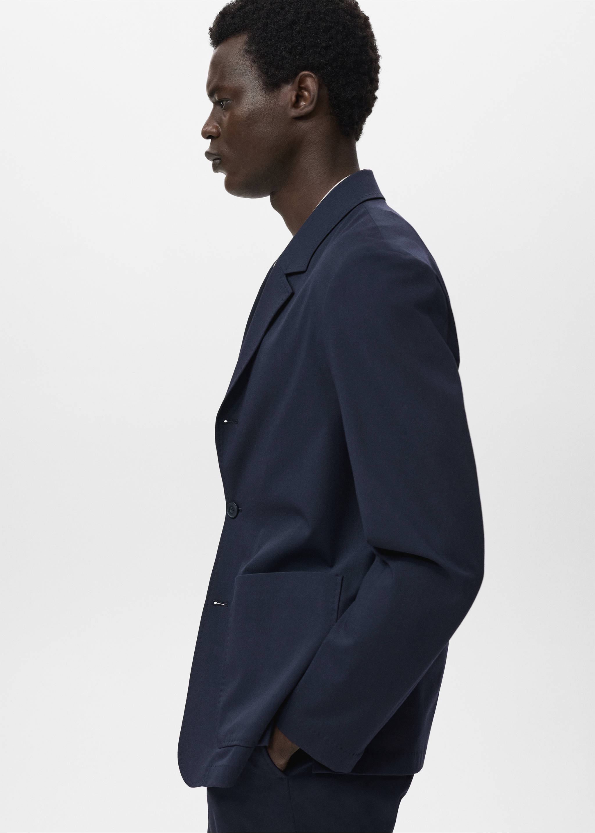 Slim-fit suit jacket with pockets - Details of the article 2, Navy. Ref: 17025152-00.
