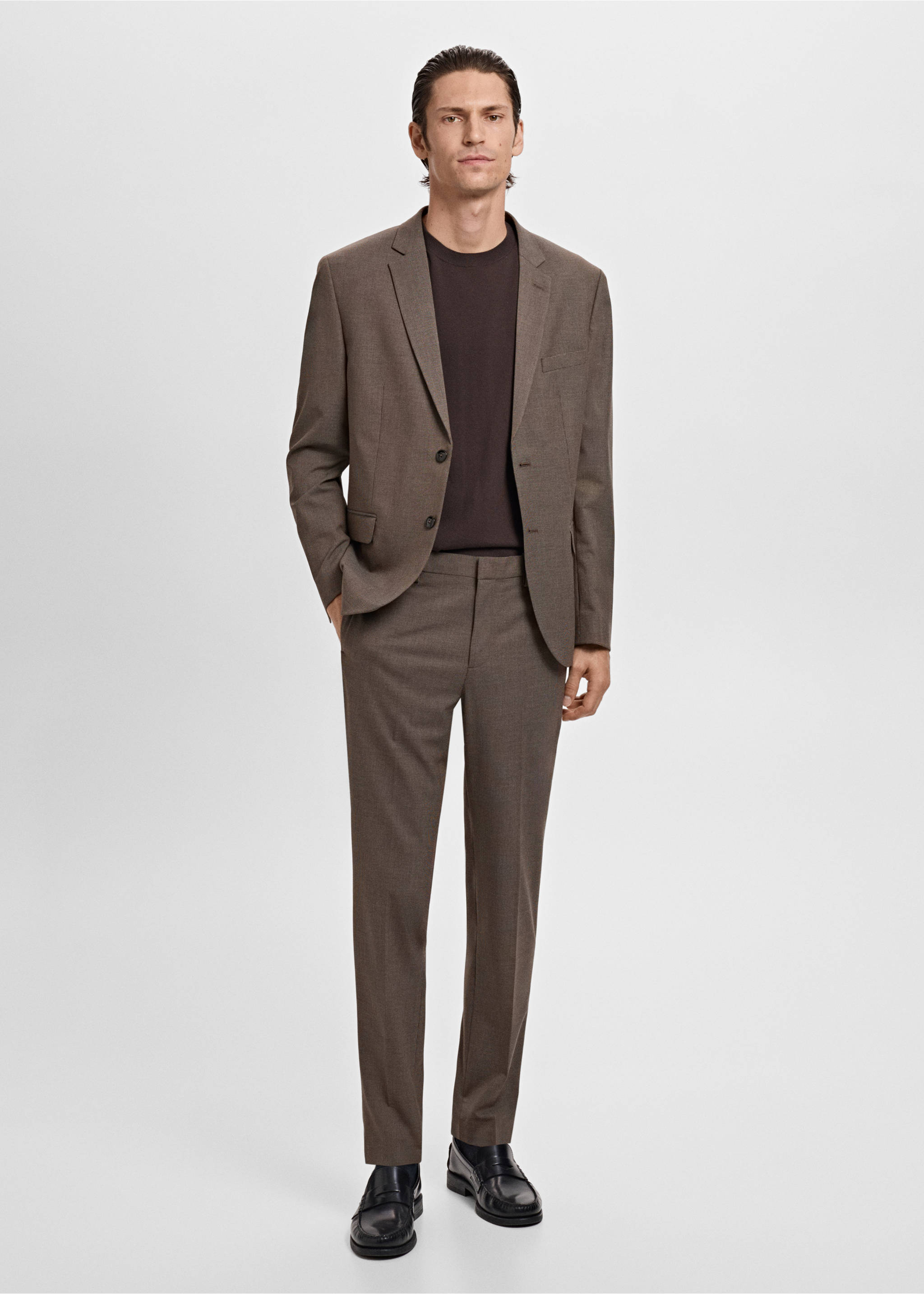 Super Slim Fit-Anzugsakko aus Stretchgewebe - Allgemeine Ansicht, Braun. Ref: 17025153-00.