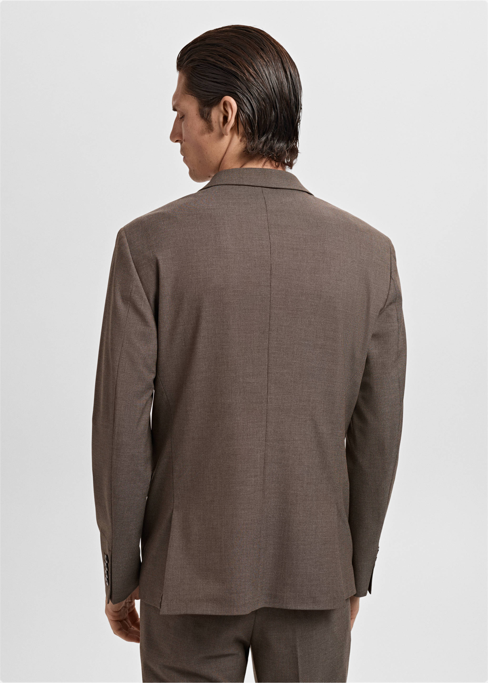 Super Slim Fit-Anzugsakko aus Stretchgewebe - Rückseite des Artikels, Braun. Ref: 17025153-00.
