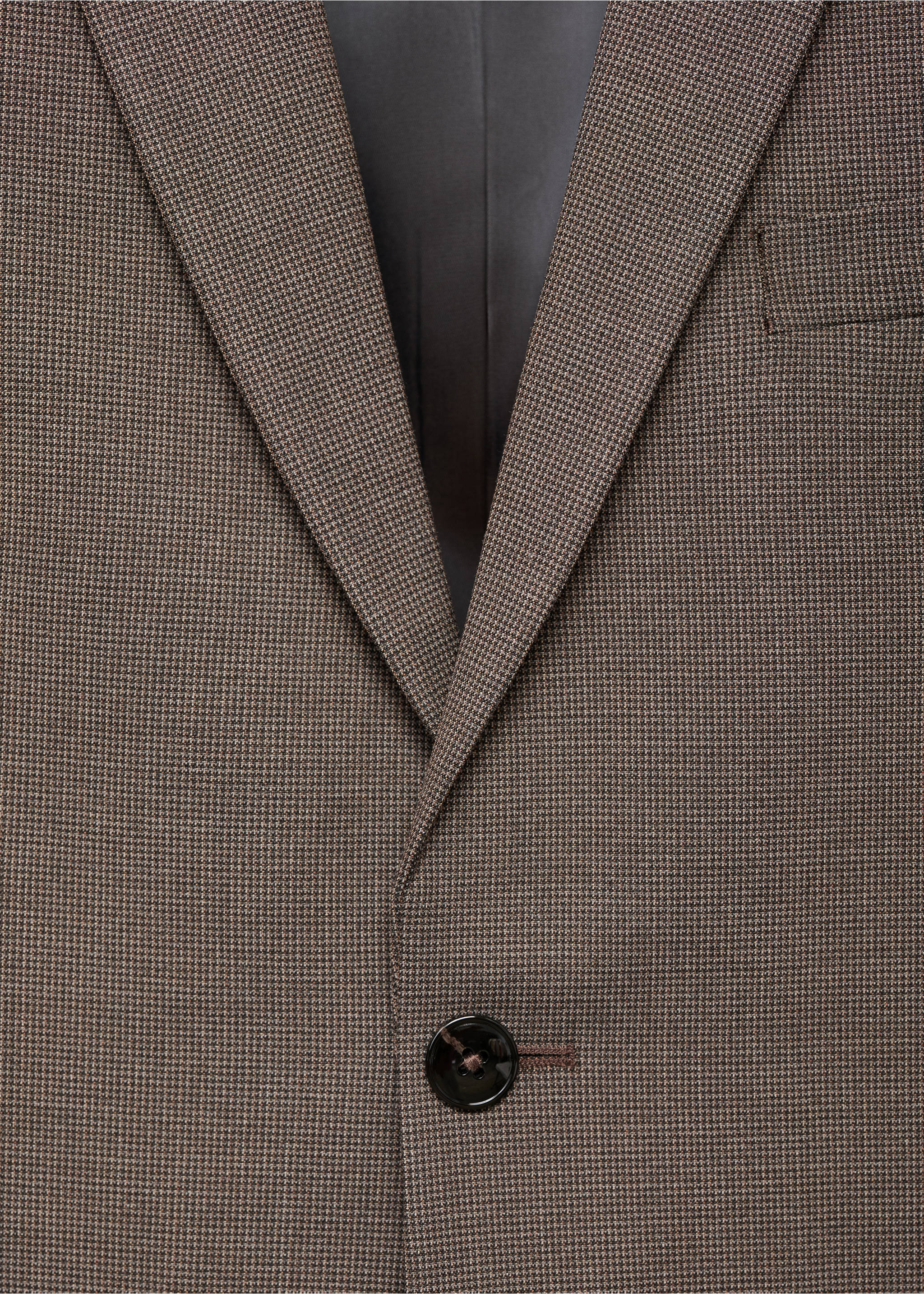Super Slim Fit-Anzugsakko aus Stretchgewebe - Detail des Artikels 8, Braun. Ref: 17025153-00.