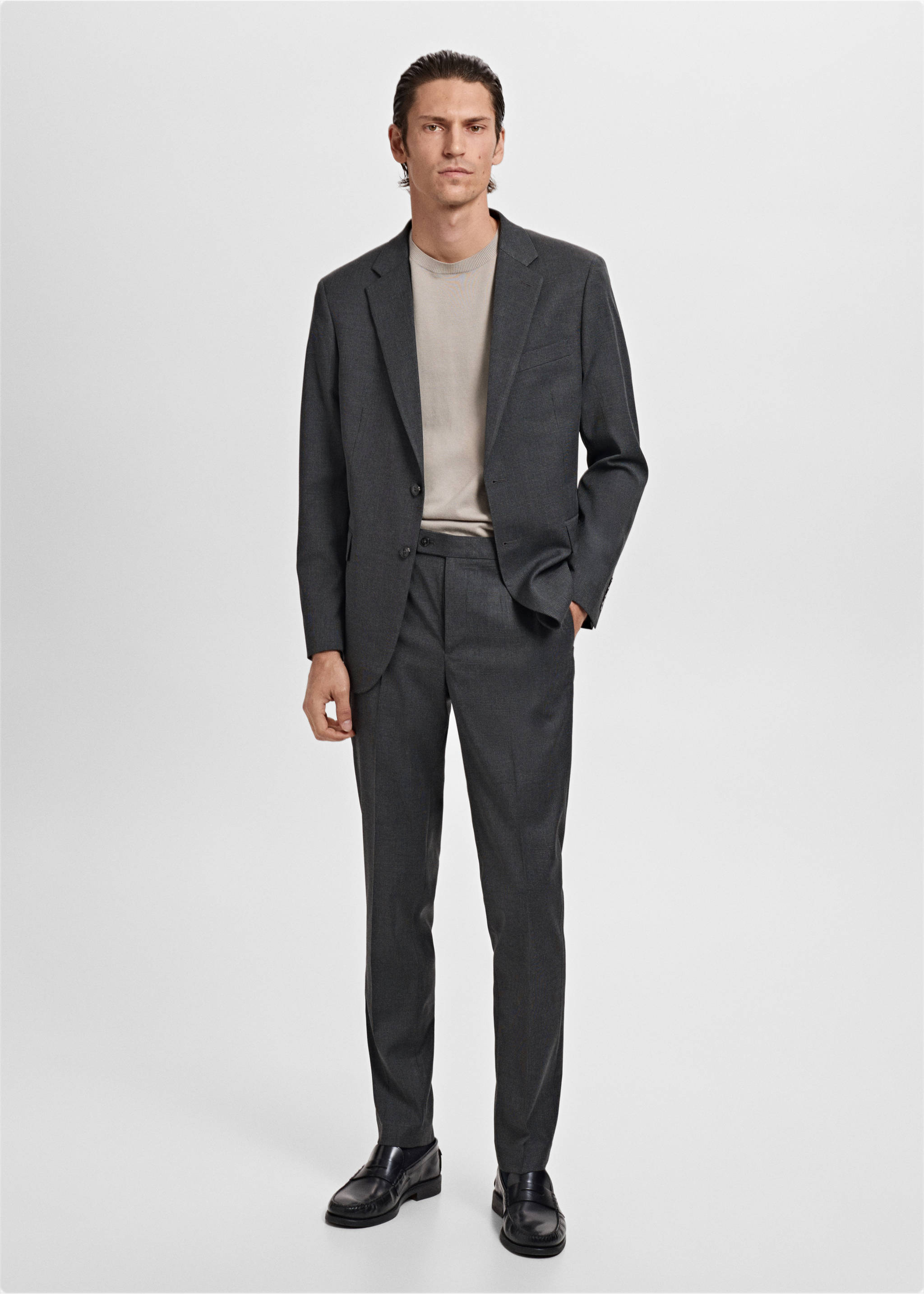 Milan slim-fit suit jacket - General plane, Dark Heather Grey. Ref: 17025154-00.