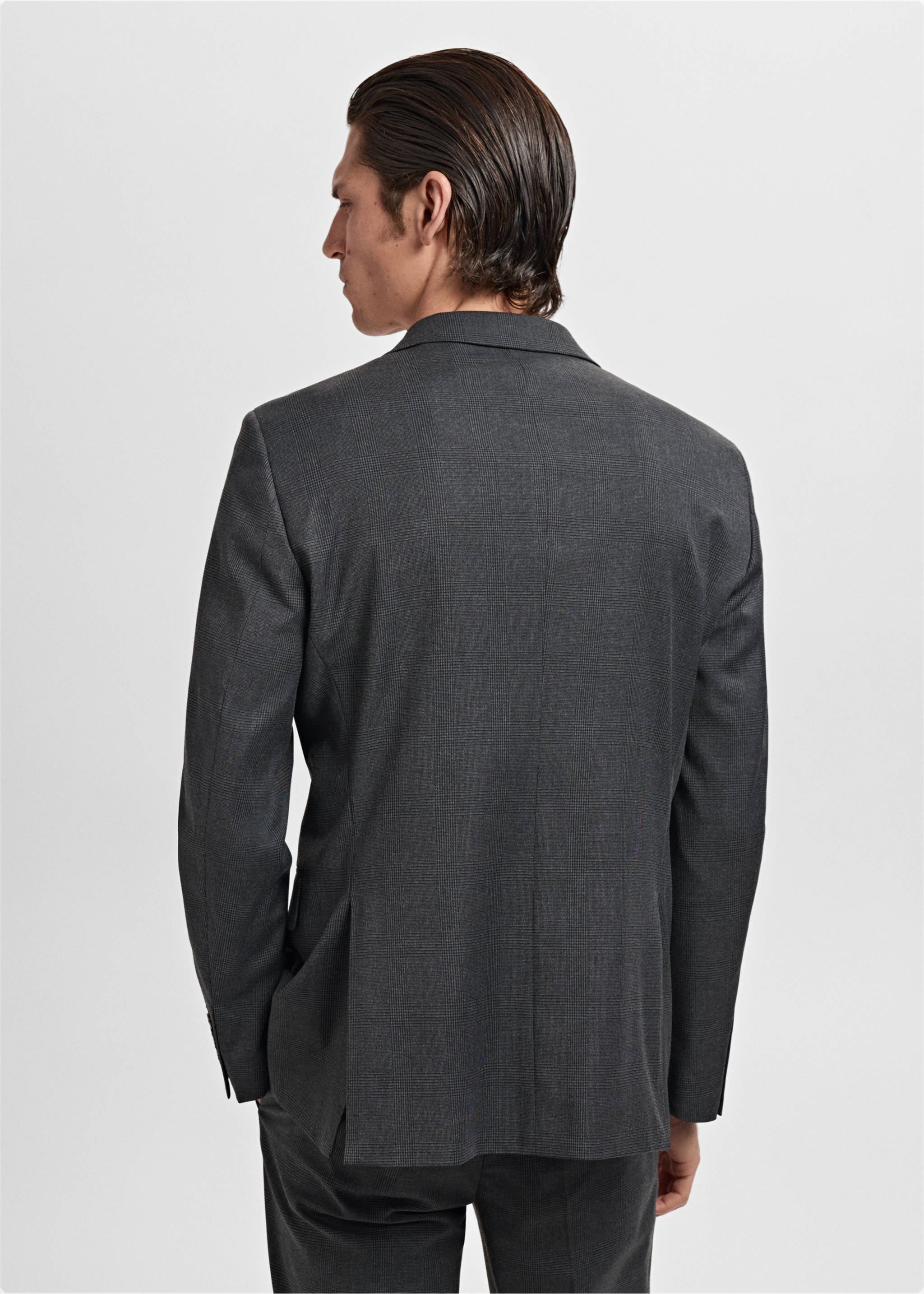 Milan slim-fit suit jacket - Reverse of the article, Dark Heather Grey. Ref: 17025154-00.